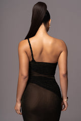 Black Alari One Shoulder Maxi Dress - JLUXLABEL