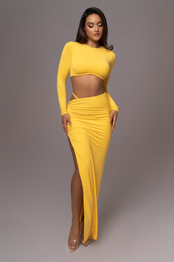 Yellow Verina Two Piece Skirt Set - JLUXLABEL
