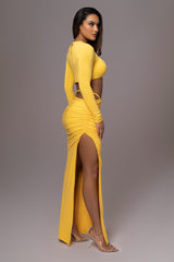 Yellow Verina Two Piece Skirt Set - JLUXLABEL