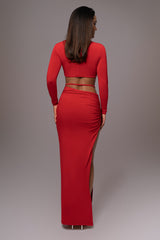 Red Verina Two Piece Skirt Set - JLUXLABEL