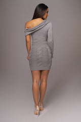 Grey Empire Waist Cable Knit Skirt - JLUXLABEL