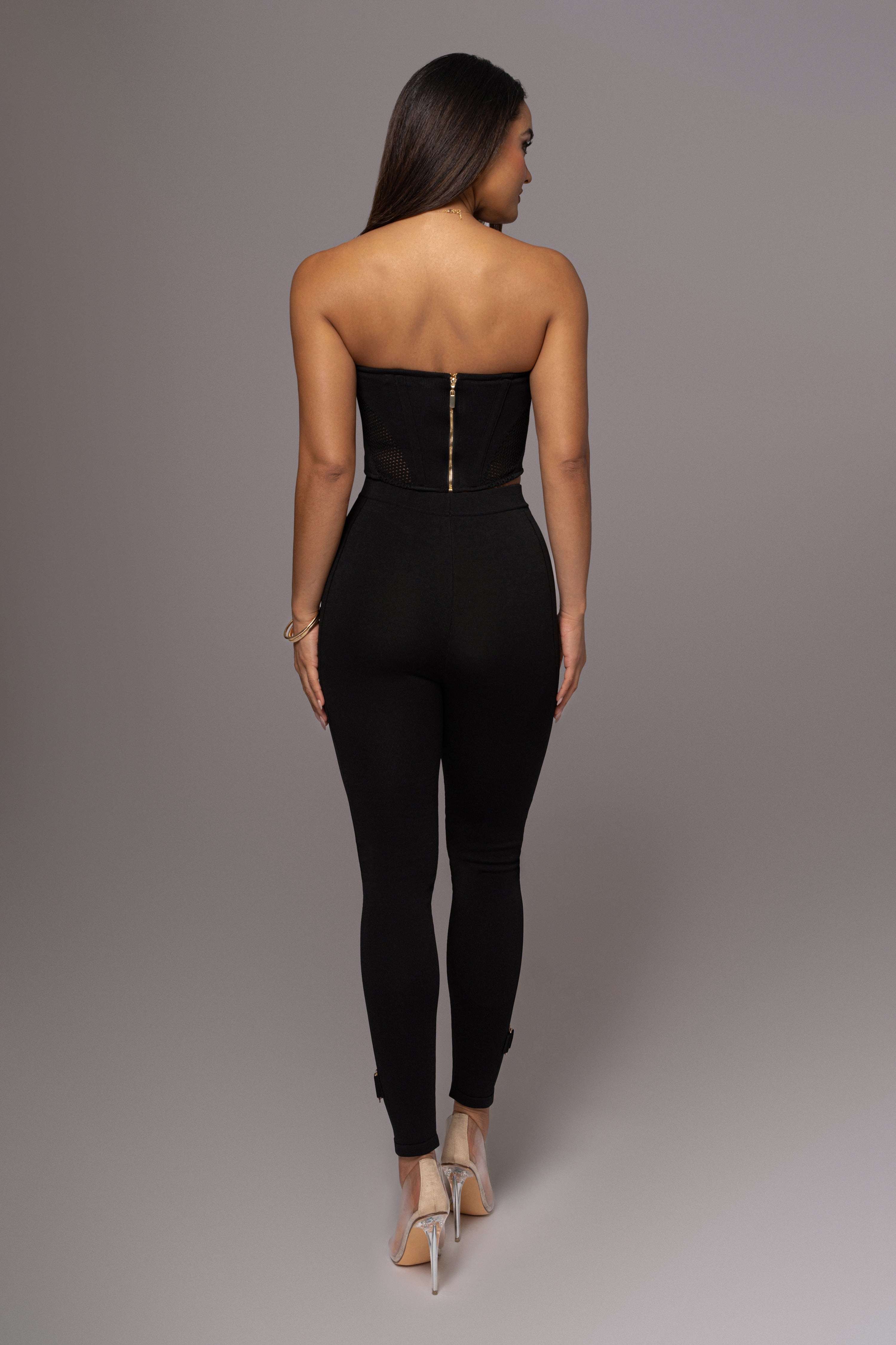 Black Freda Knit Bustier - JLUXLABEL