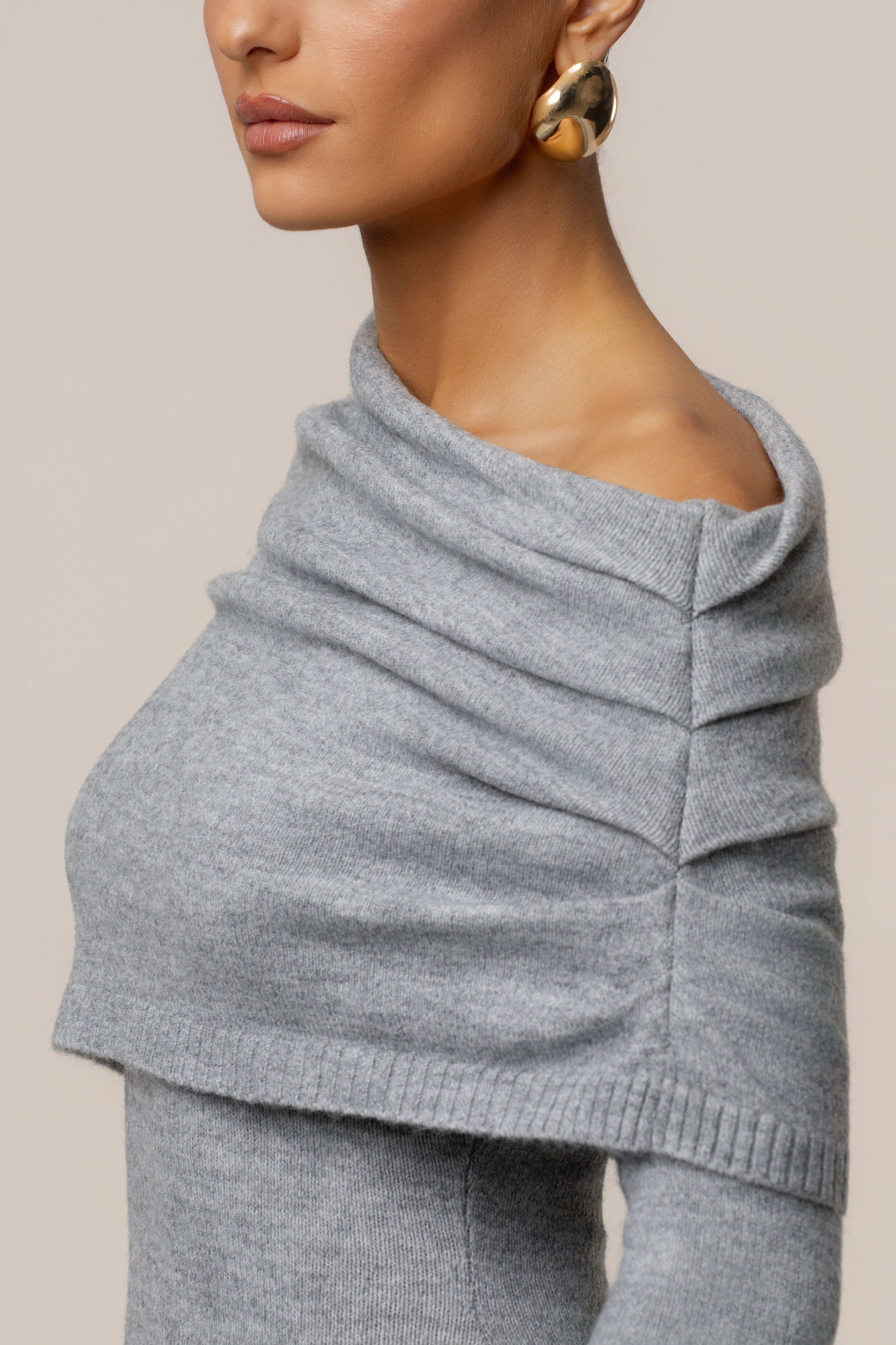 Grey Soft Haven Off-Shoulder Dress