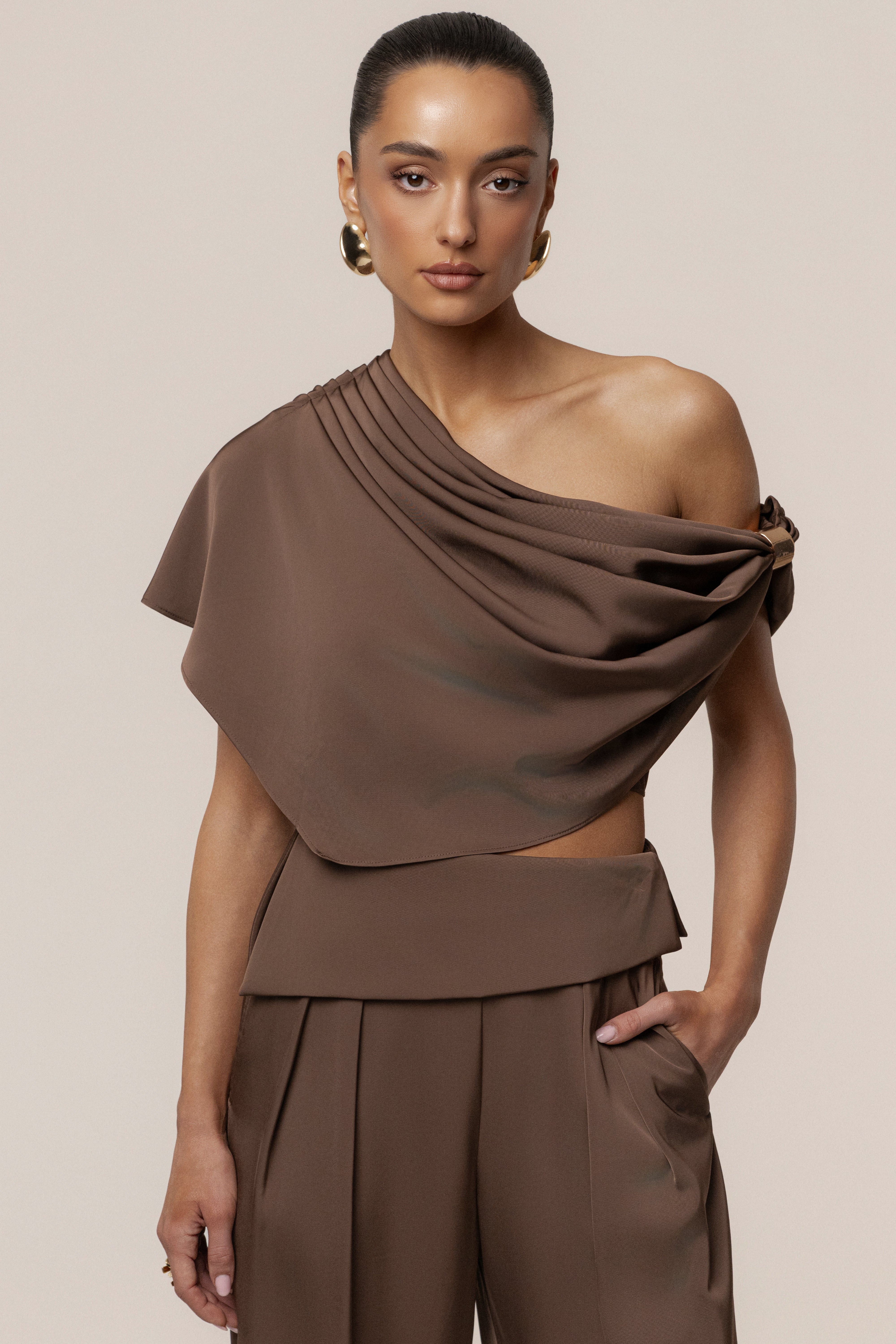 Chocolate Gleam and Glow Satin Top - JLUXLABEL