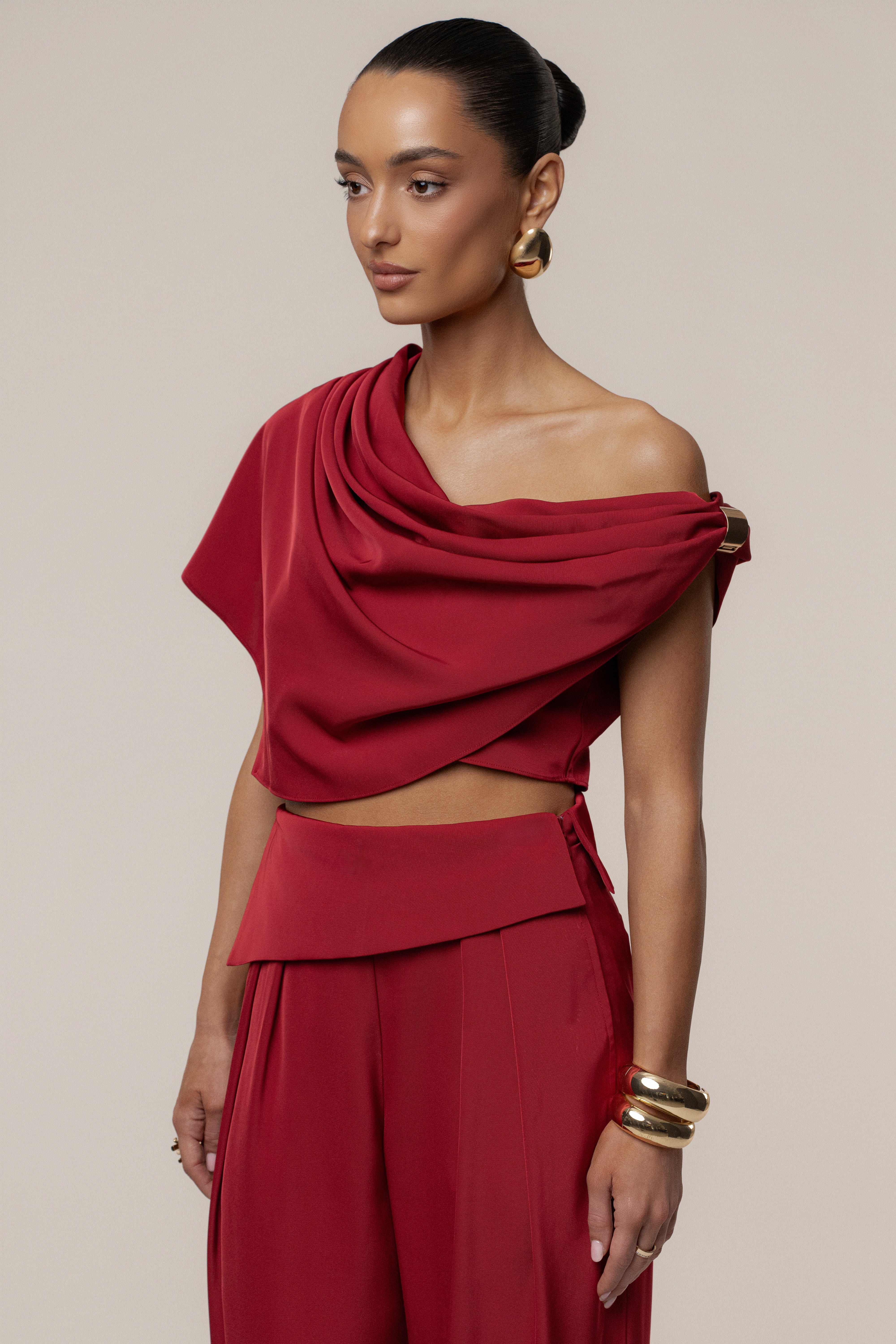 PRE-ORDER Red Gleam and Glow Satin Top