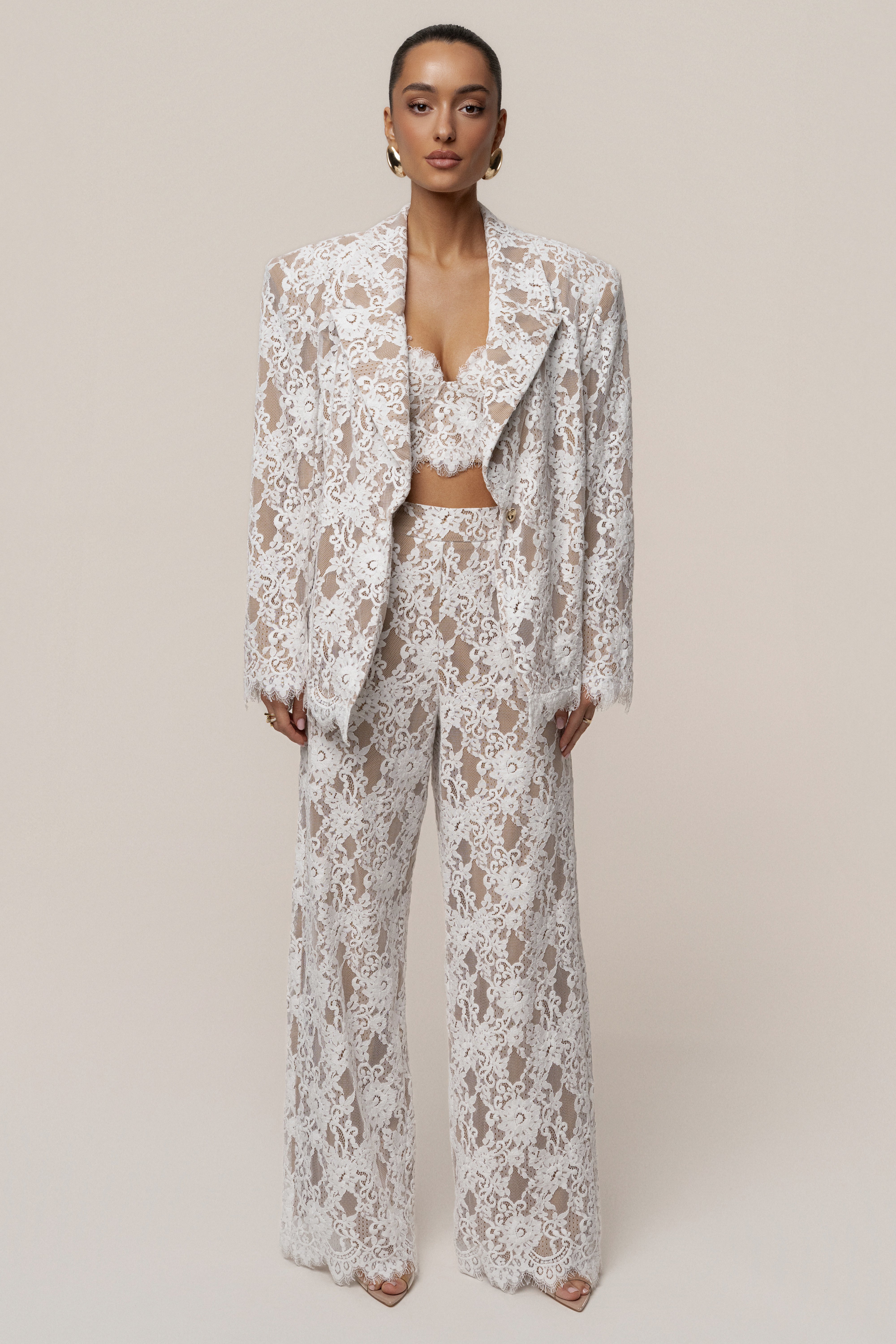PRE-ORDER White Forever Crush Lace Pant