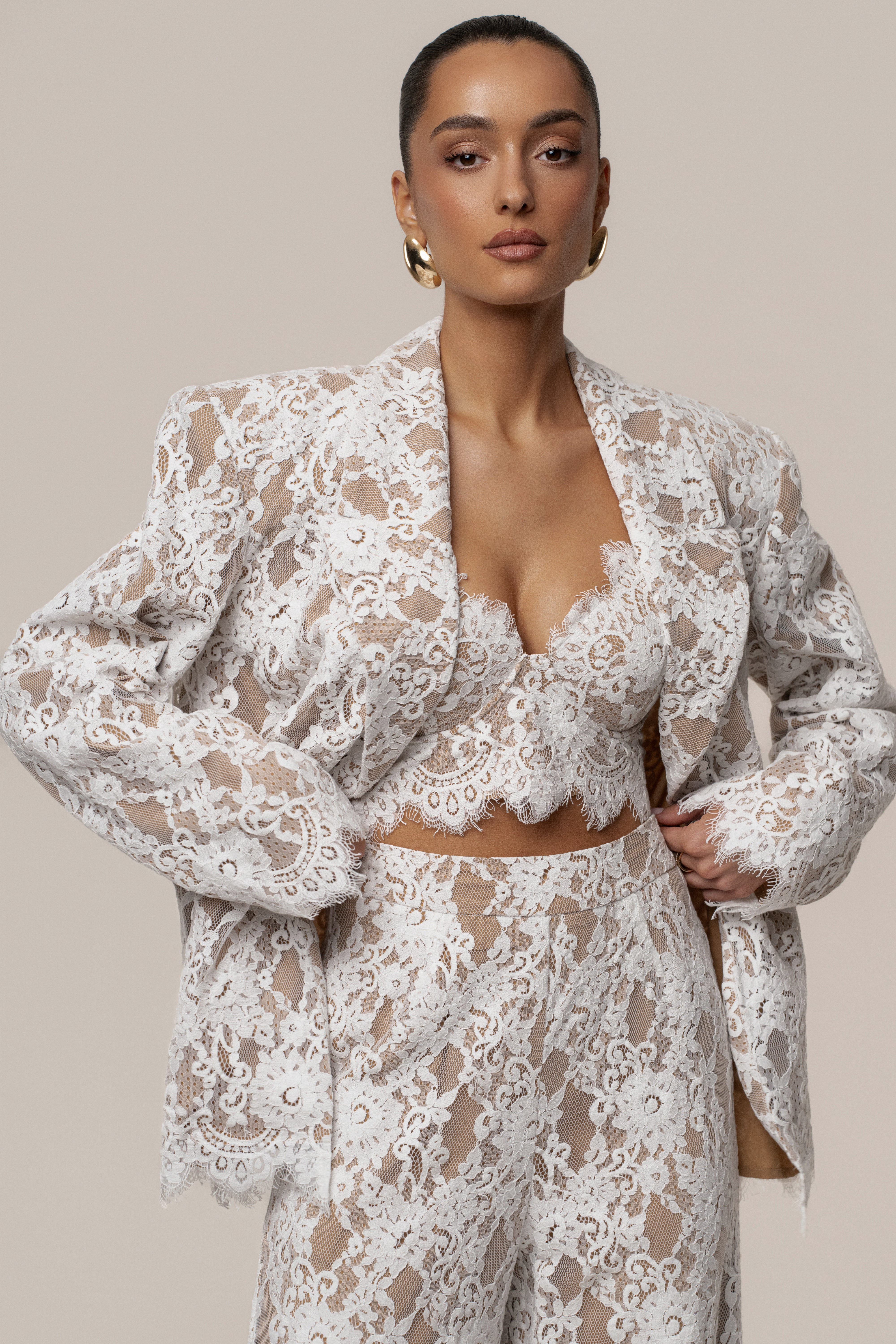 PRE-ORDER White Lace And Desire Blazer