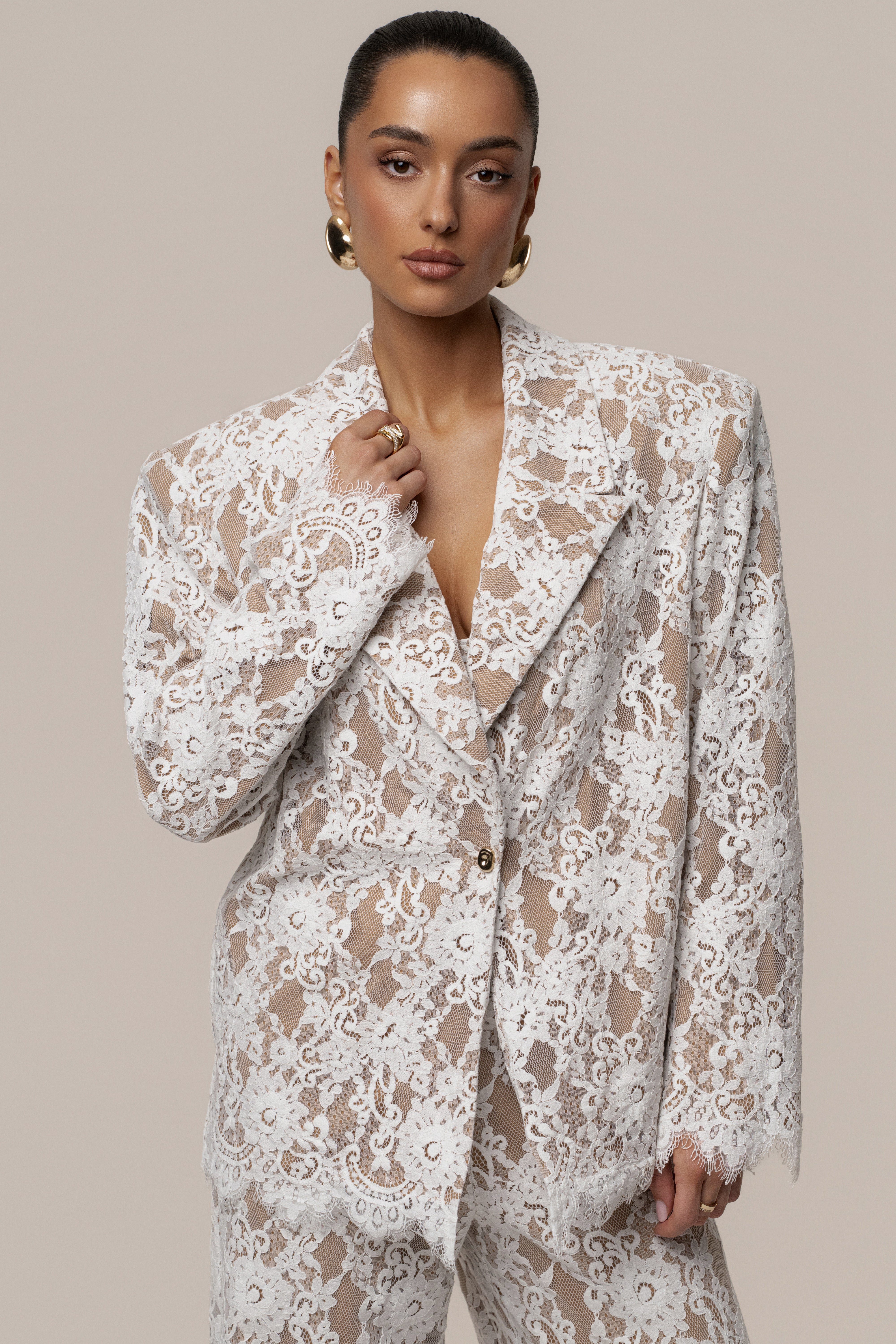 PRE-ORDER White Lace And Desire Blazer