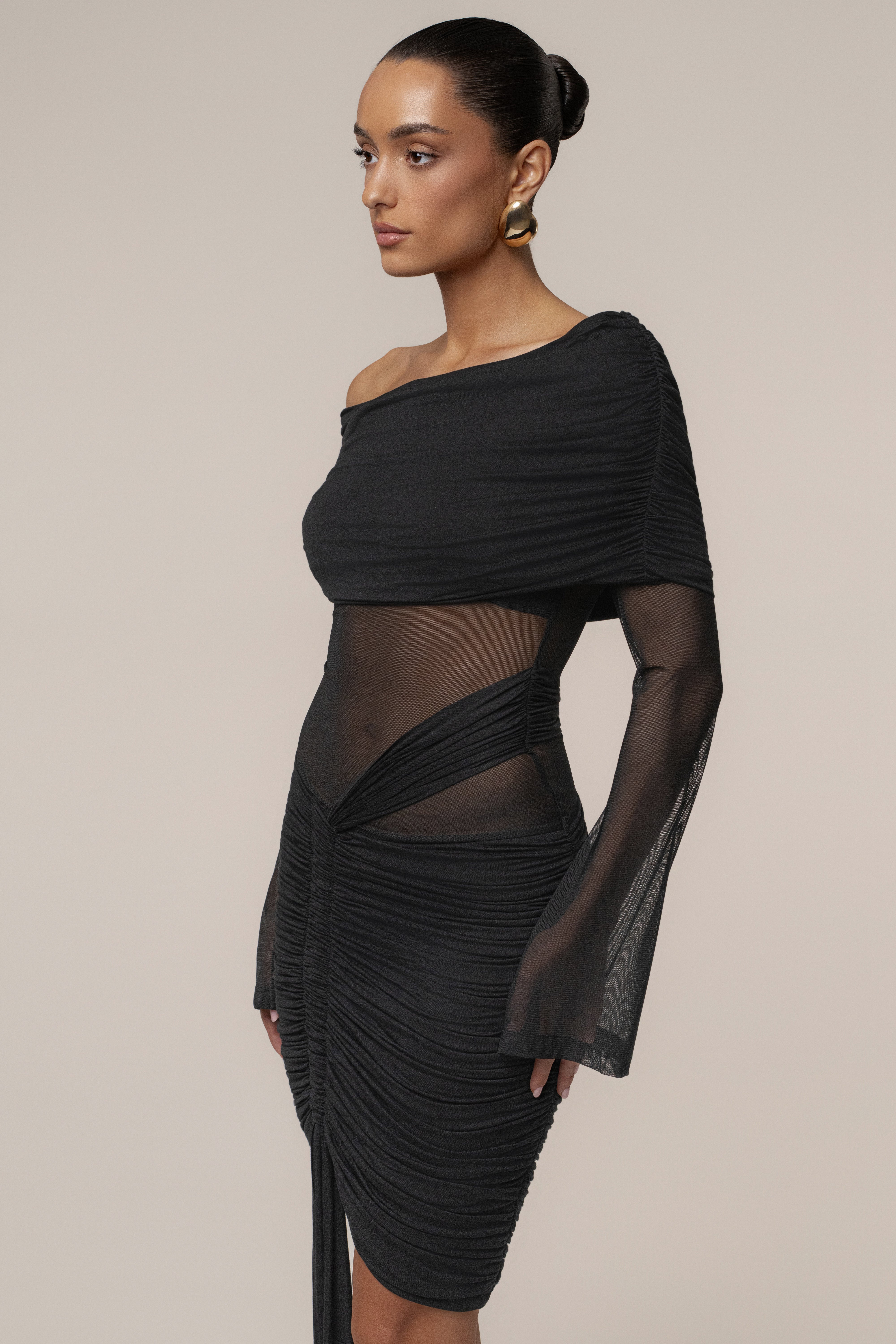 Black After Hours Drape Dress