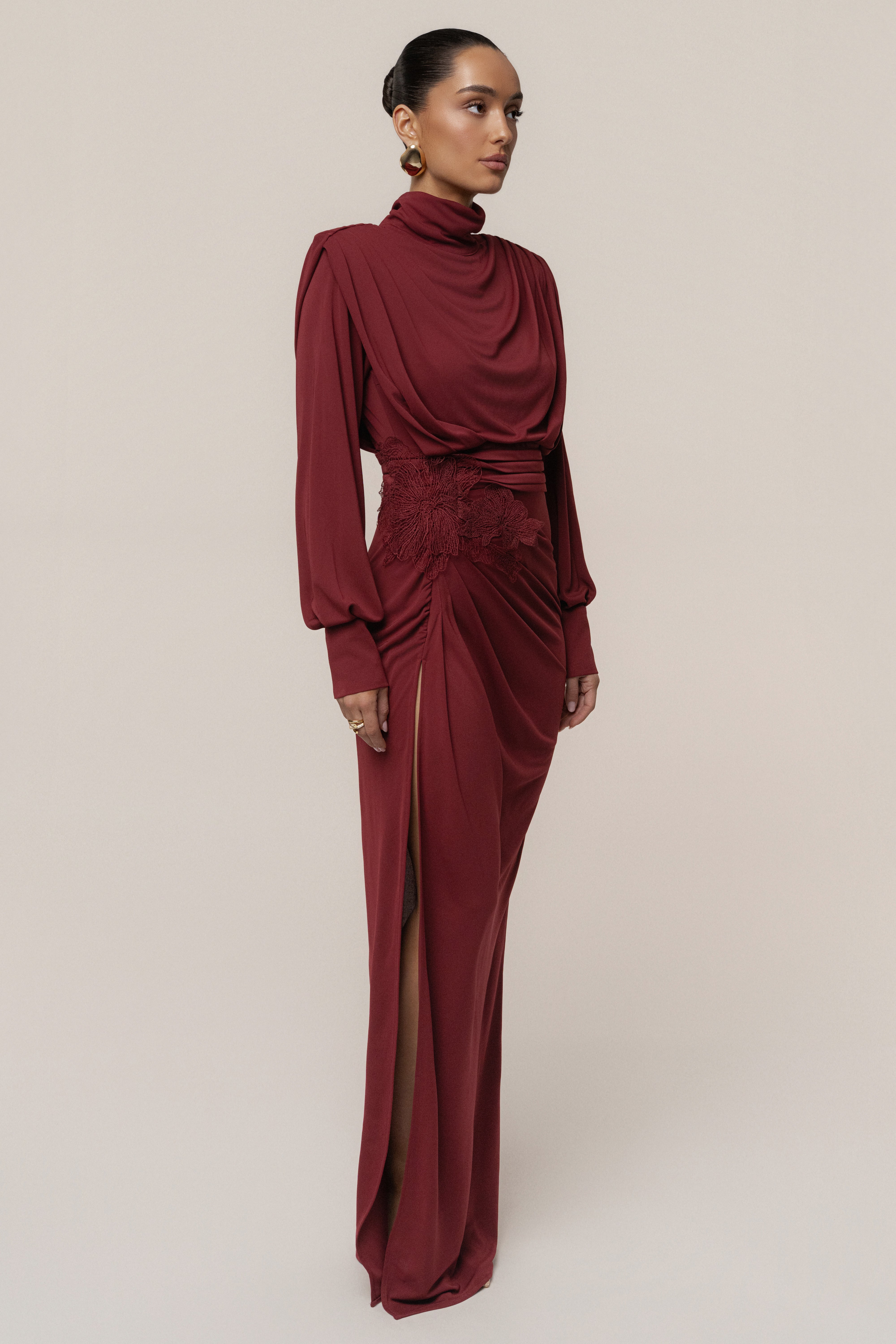 Burgundy Radiance Maxi Gown - JLUXLABEL