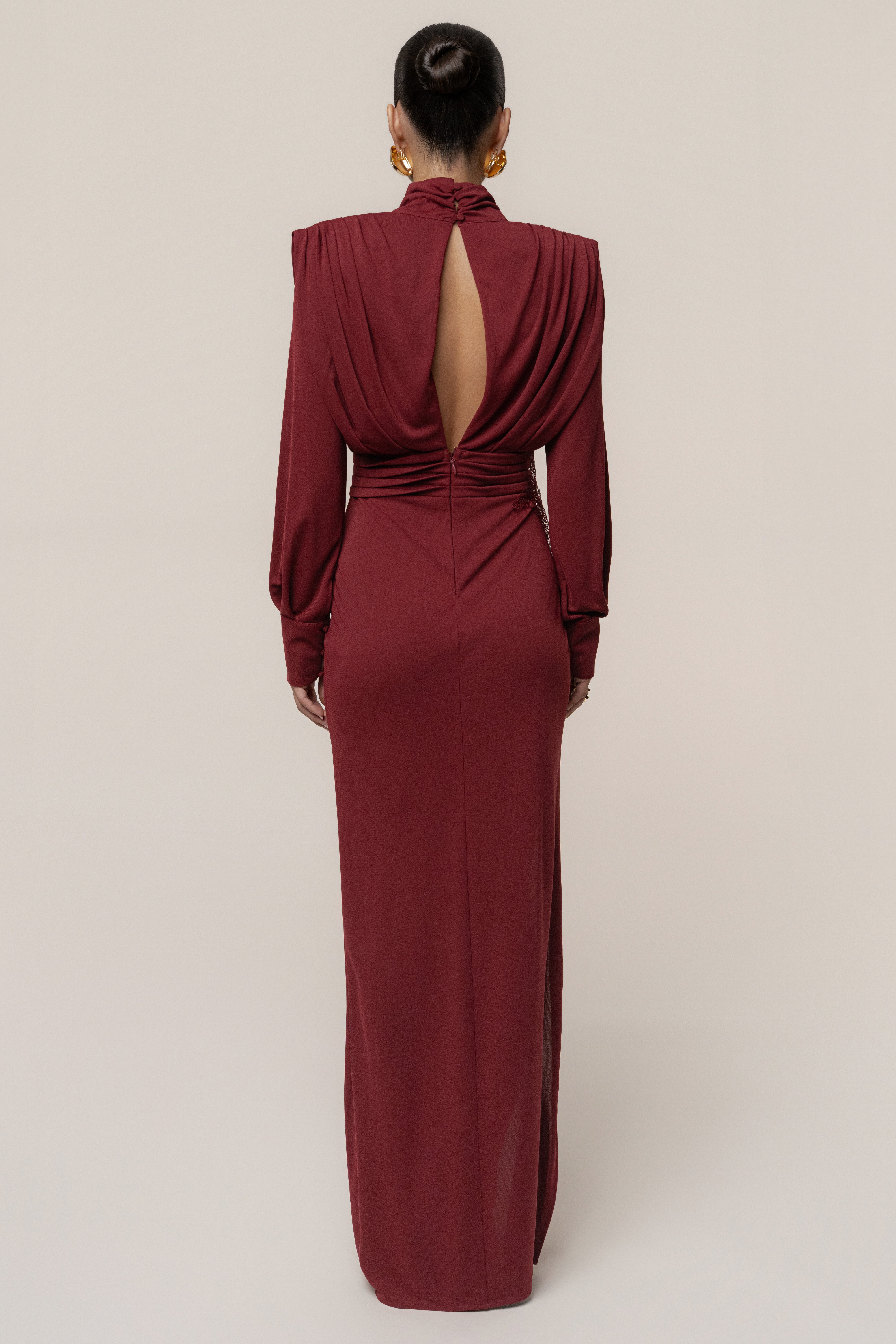 Burgundy Radiance Maxi Gown - JLUXLABEL