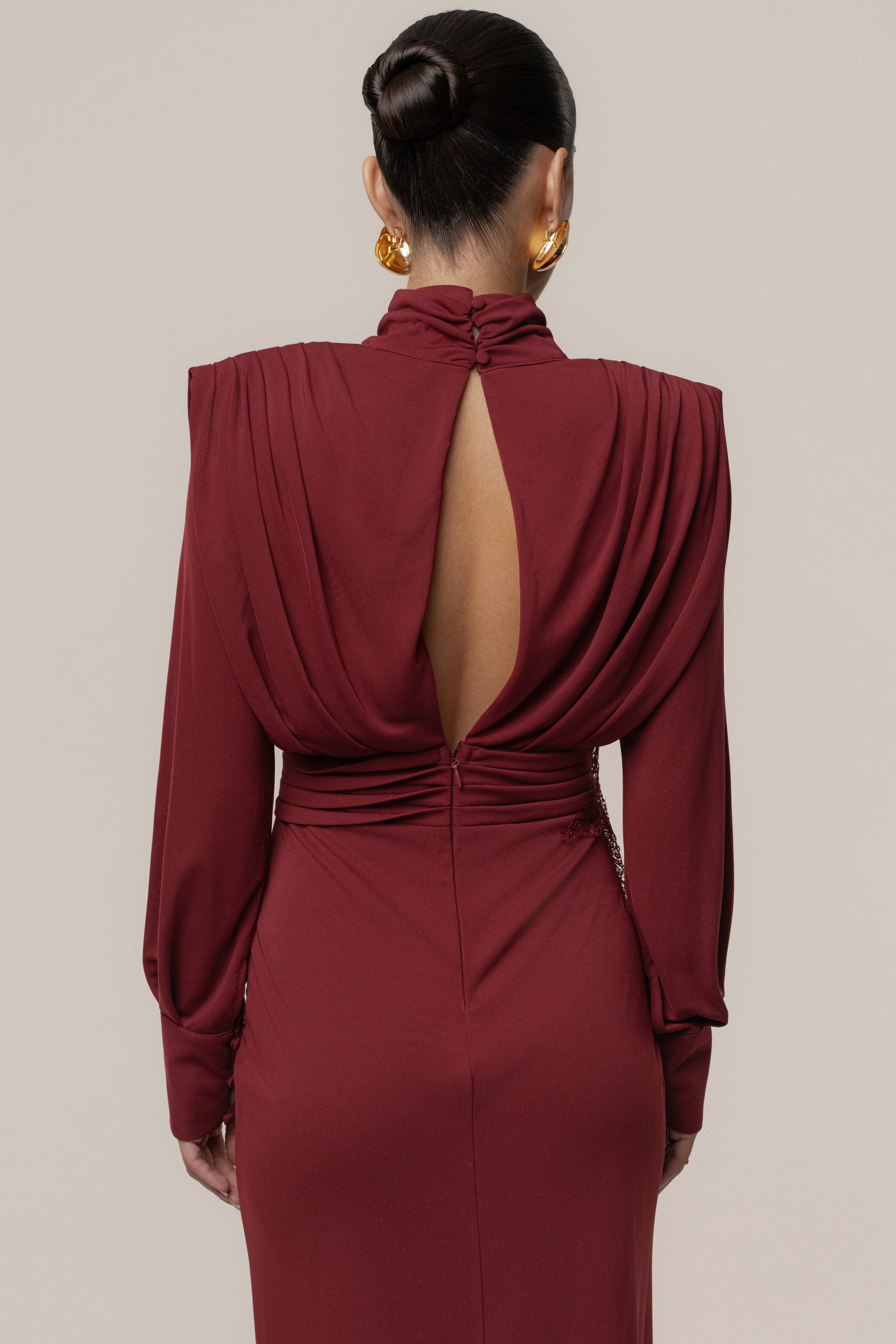Burgundy Radiance Maxi Gown - JLUXLABEL
