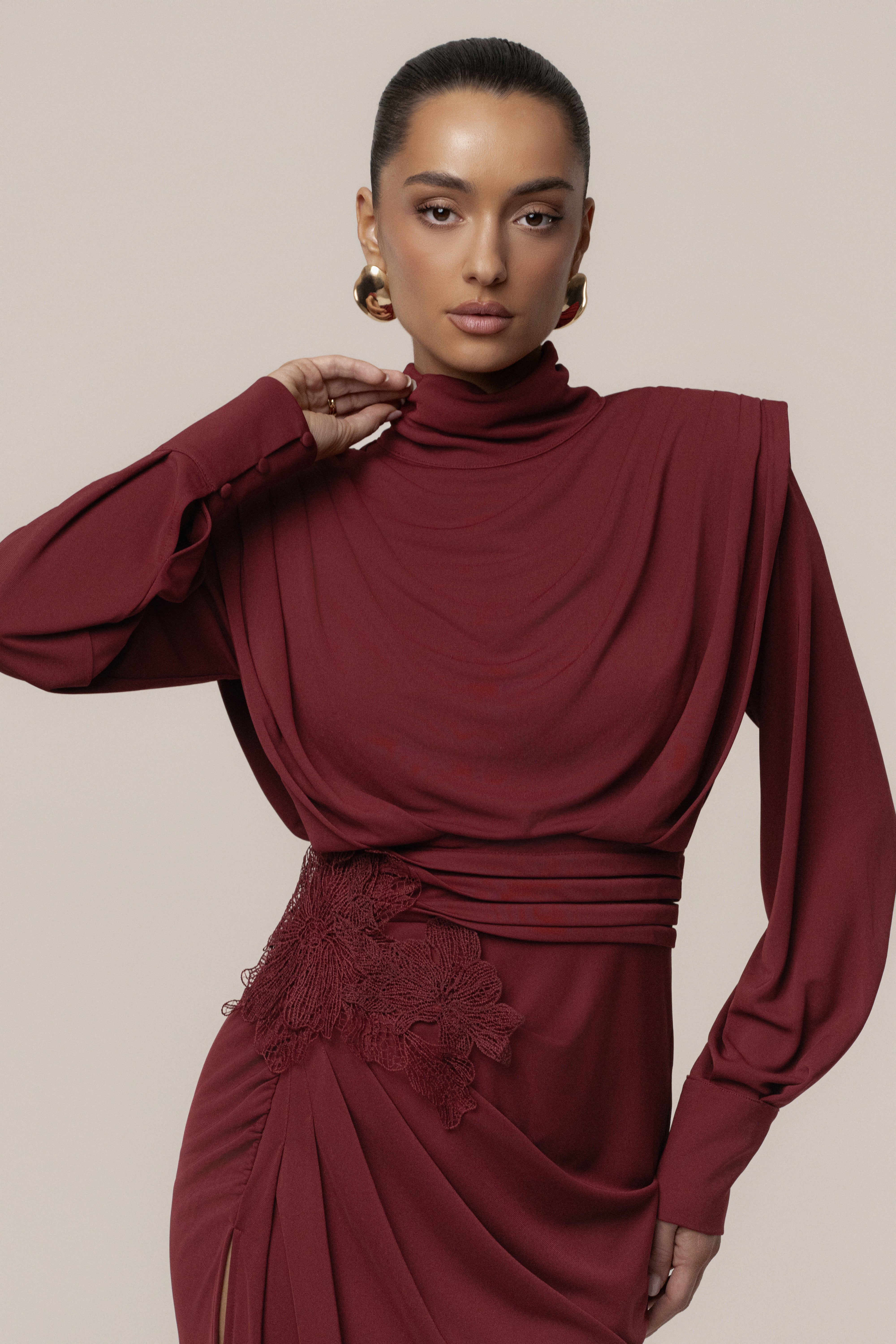 Burgundy Radiance Maxi Gown - JLUXLABEL
