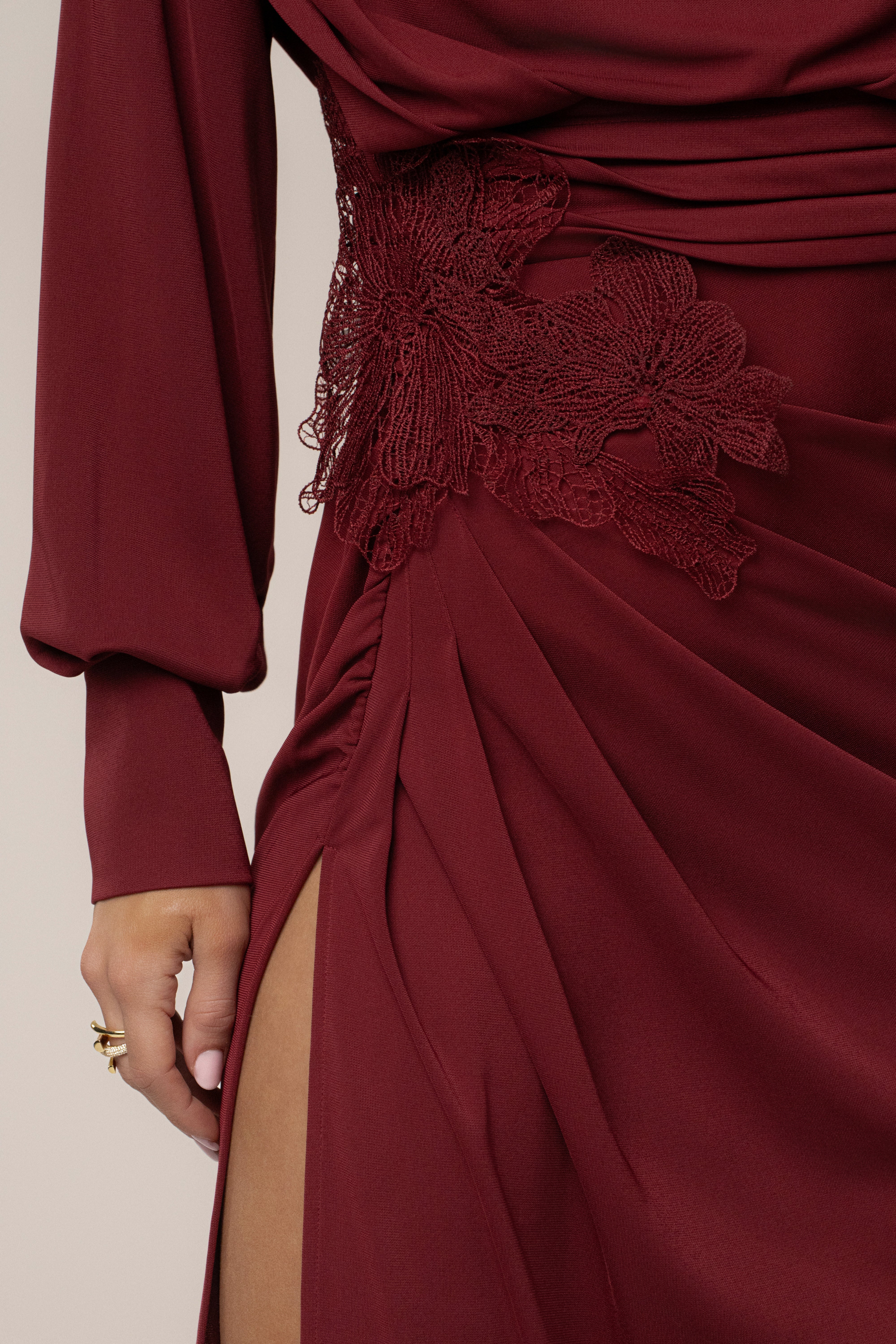Burgundy Radiance Maxi Gown - JLUXLABEL