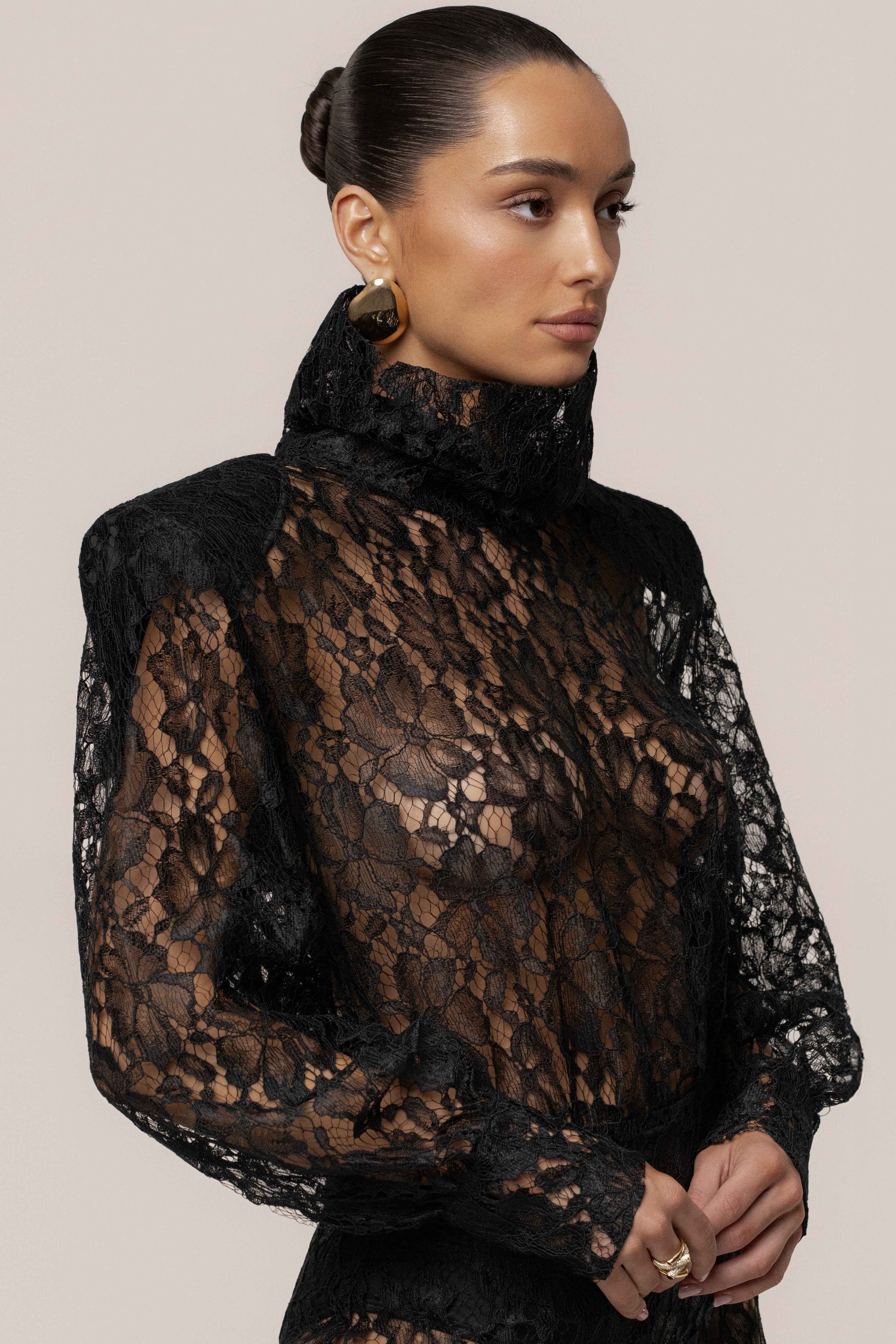 PRE-ORDER Black Devotion Lace Bodysuit & Skirt Set
