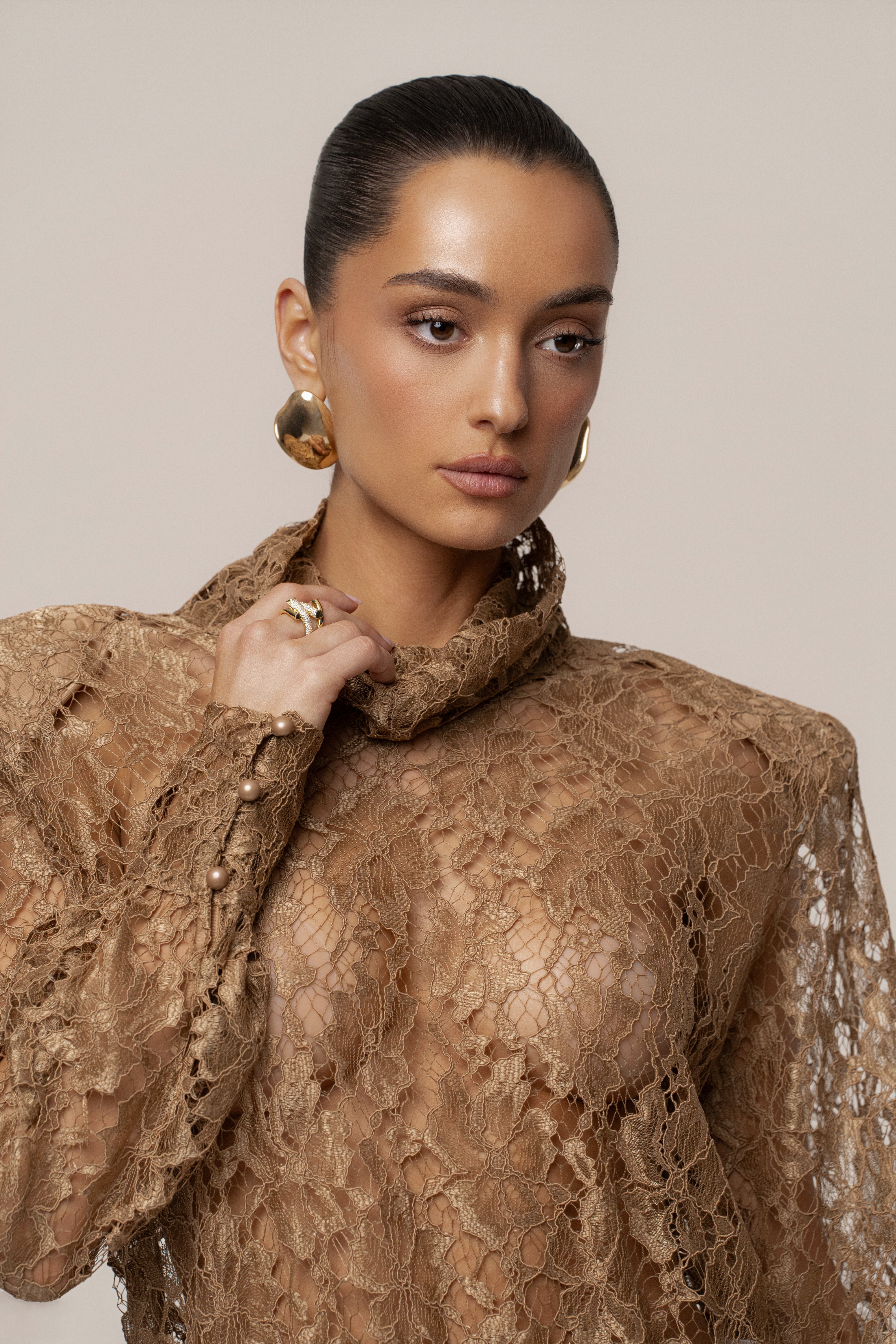 PRE-ORDER Beige Devotion Lace Bodysuit & Skirt Set