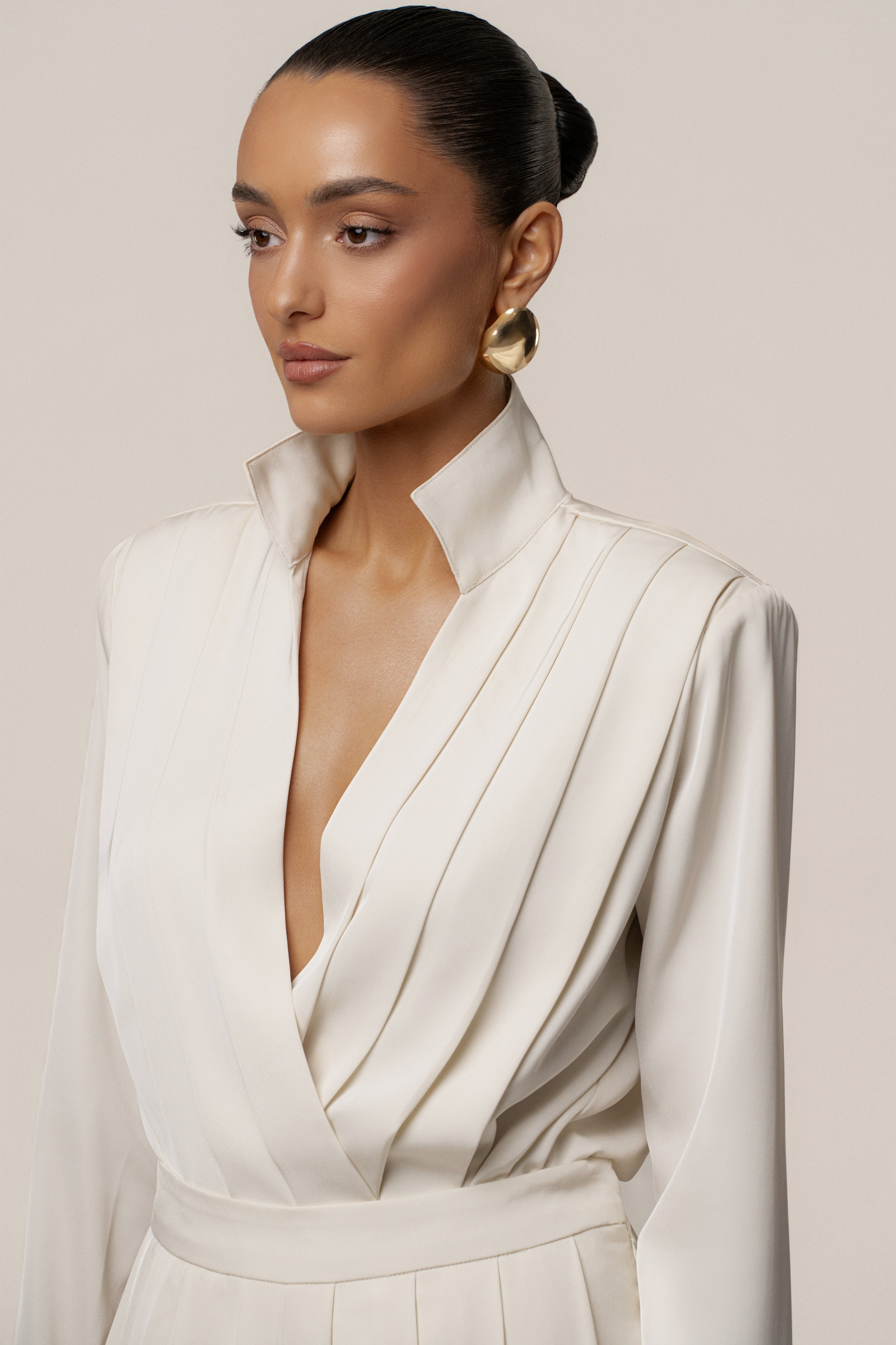 Buttercream Visionary Pleated Bodysuit - JLUXLABEL