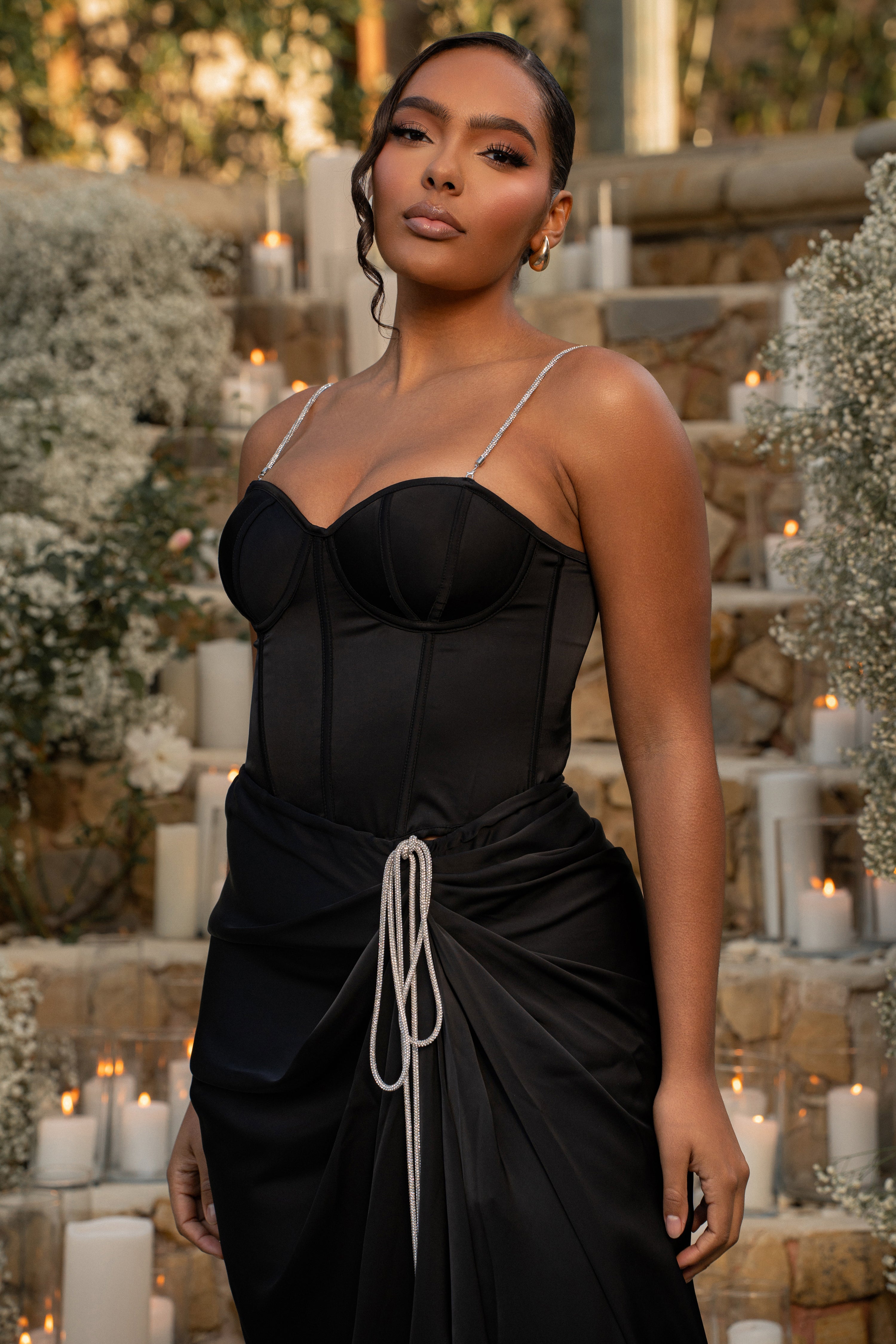 Black Olea Satin Skirt