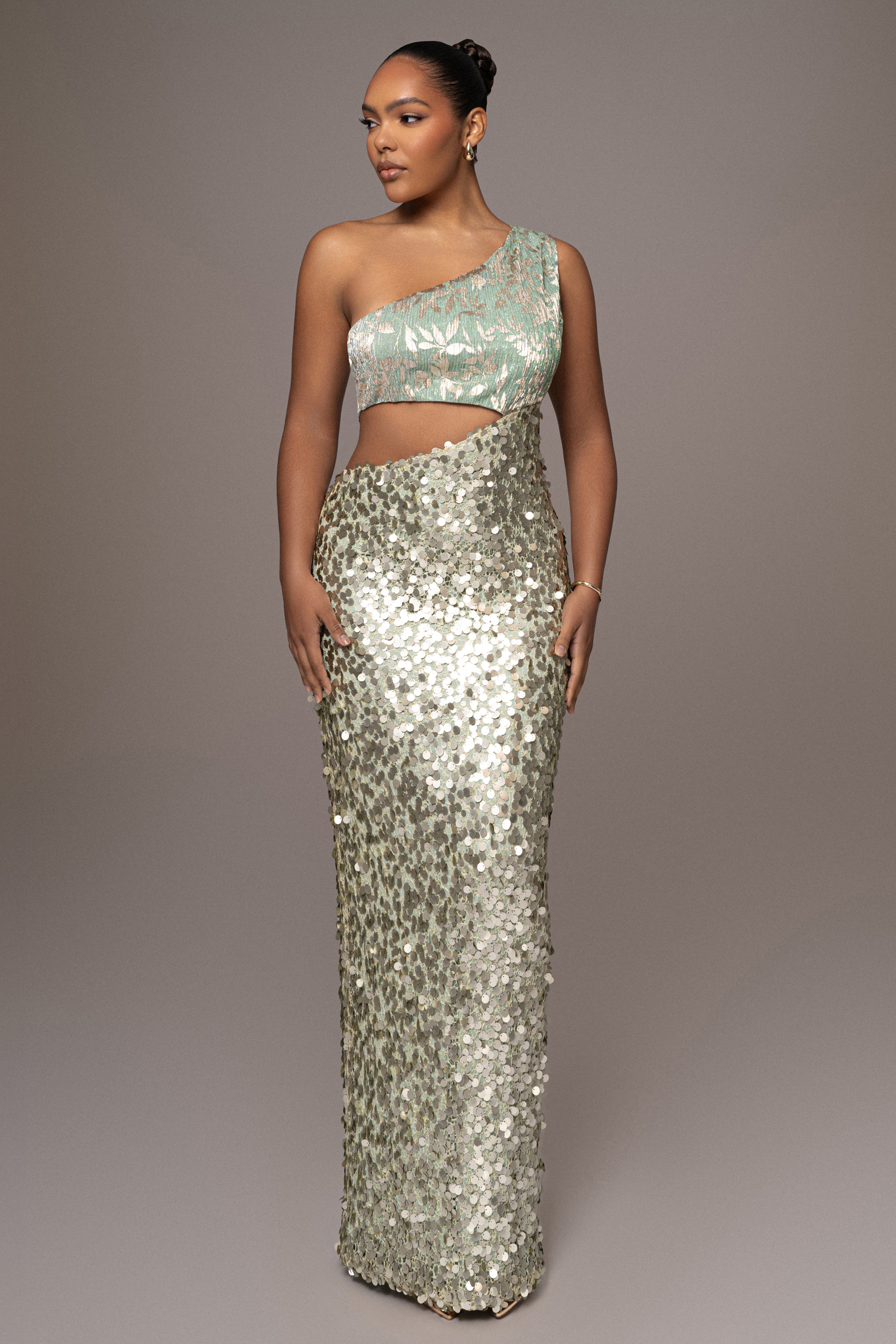 Sage Abbie One Shoulder Maxi Dress - JLUXLABEL