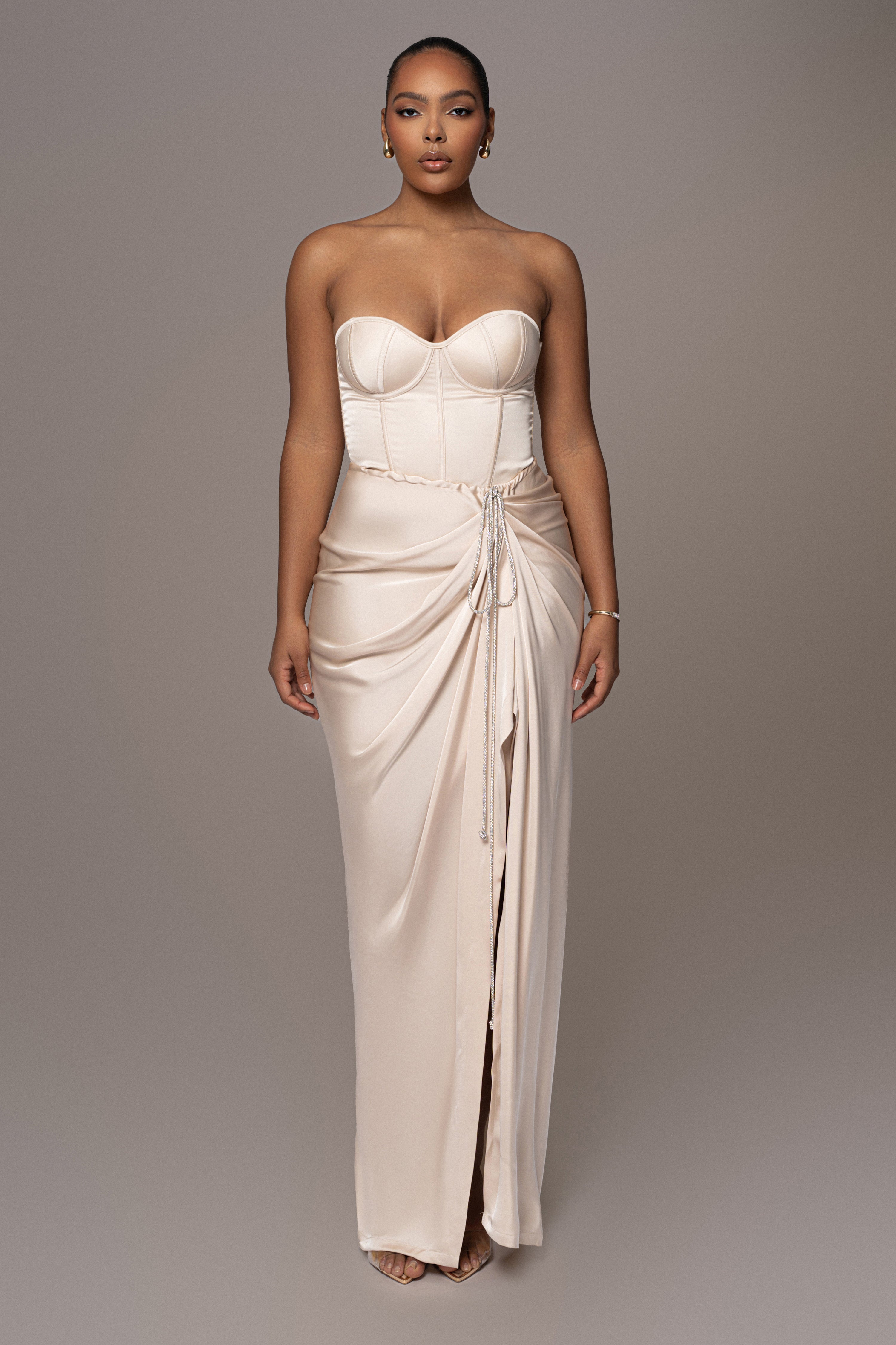 Champagne Leo Matte Satin Bustier - JLUXLABEL