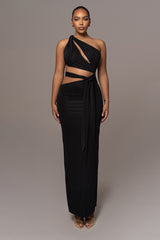 Black Athenia Keyhole Maxi Dress - JLUXLABEL