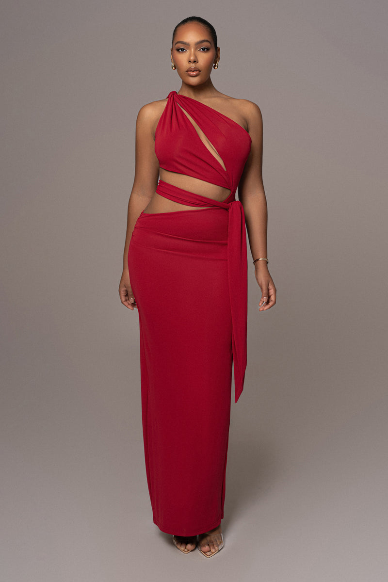 Red Athenia Keyhole Maxi Dress - JLUXLABEL