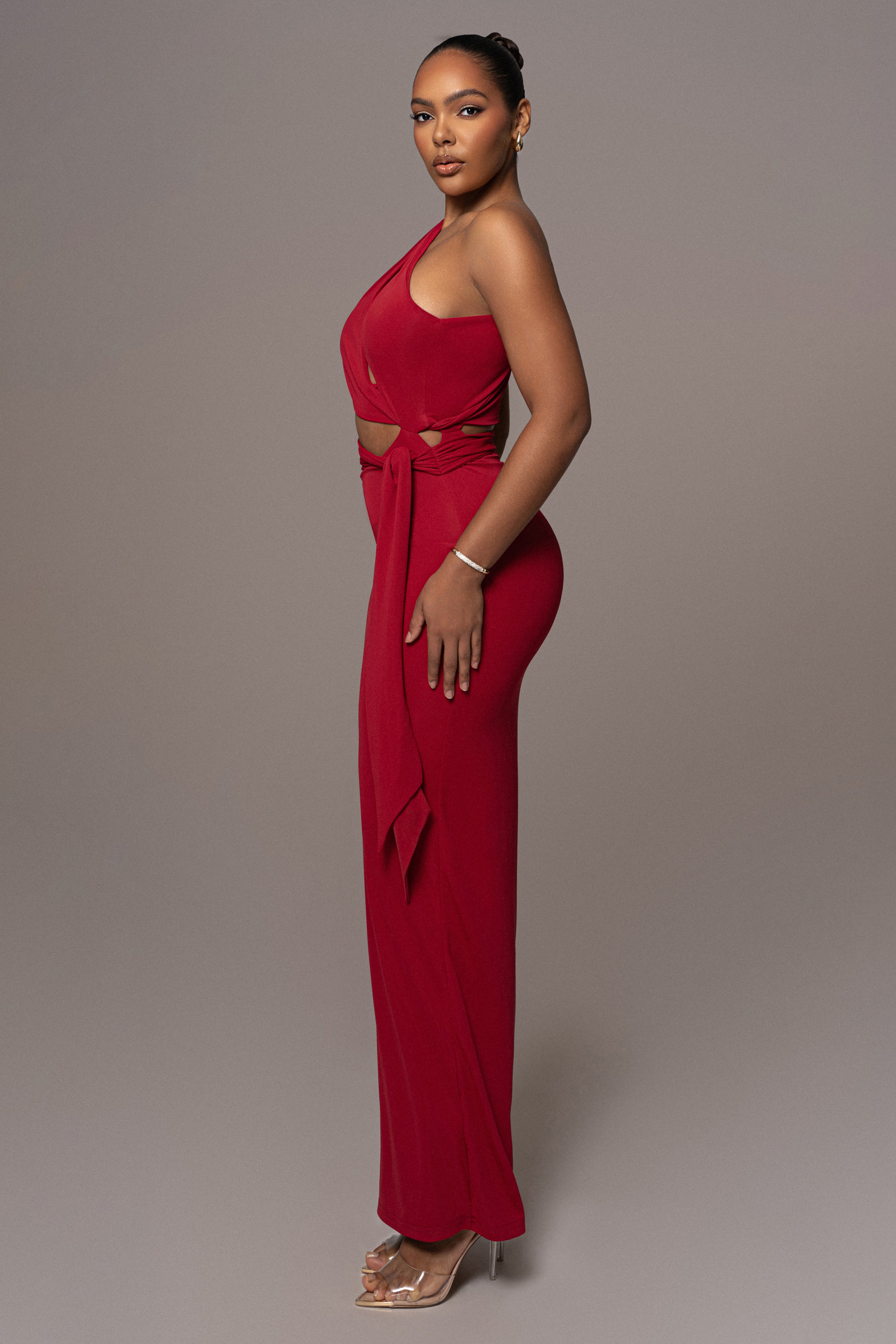 Red Athenia Keyhole Maxi Dress - JLUXLABEL