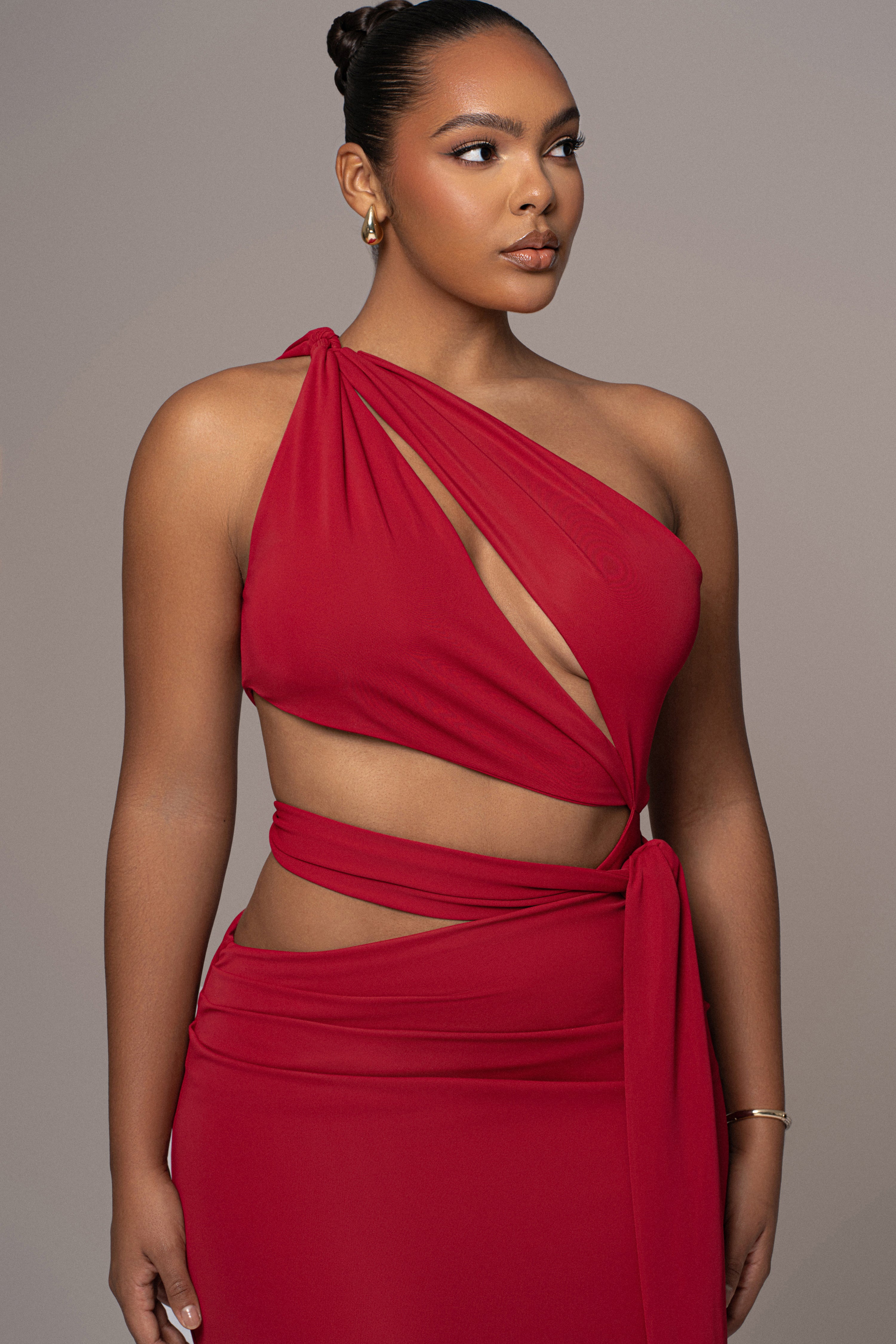 Red Athenia Keyhole Maxi Dress - JLUXLABEL