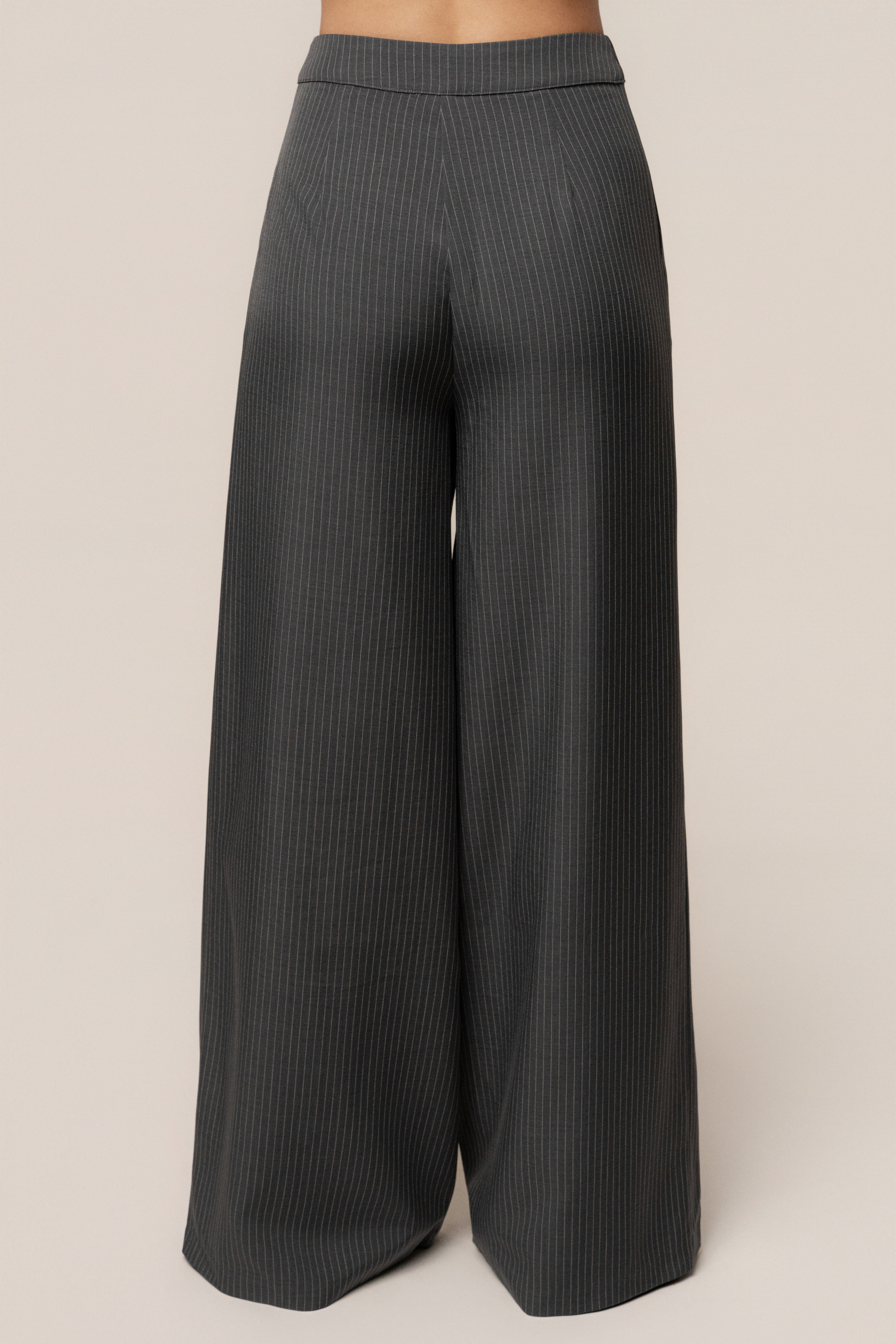 Grey Relaxed Pinstripe Pant Set - JLUXLABEL