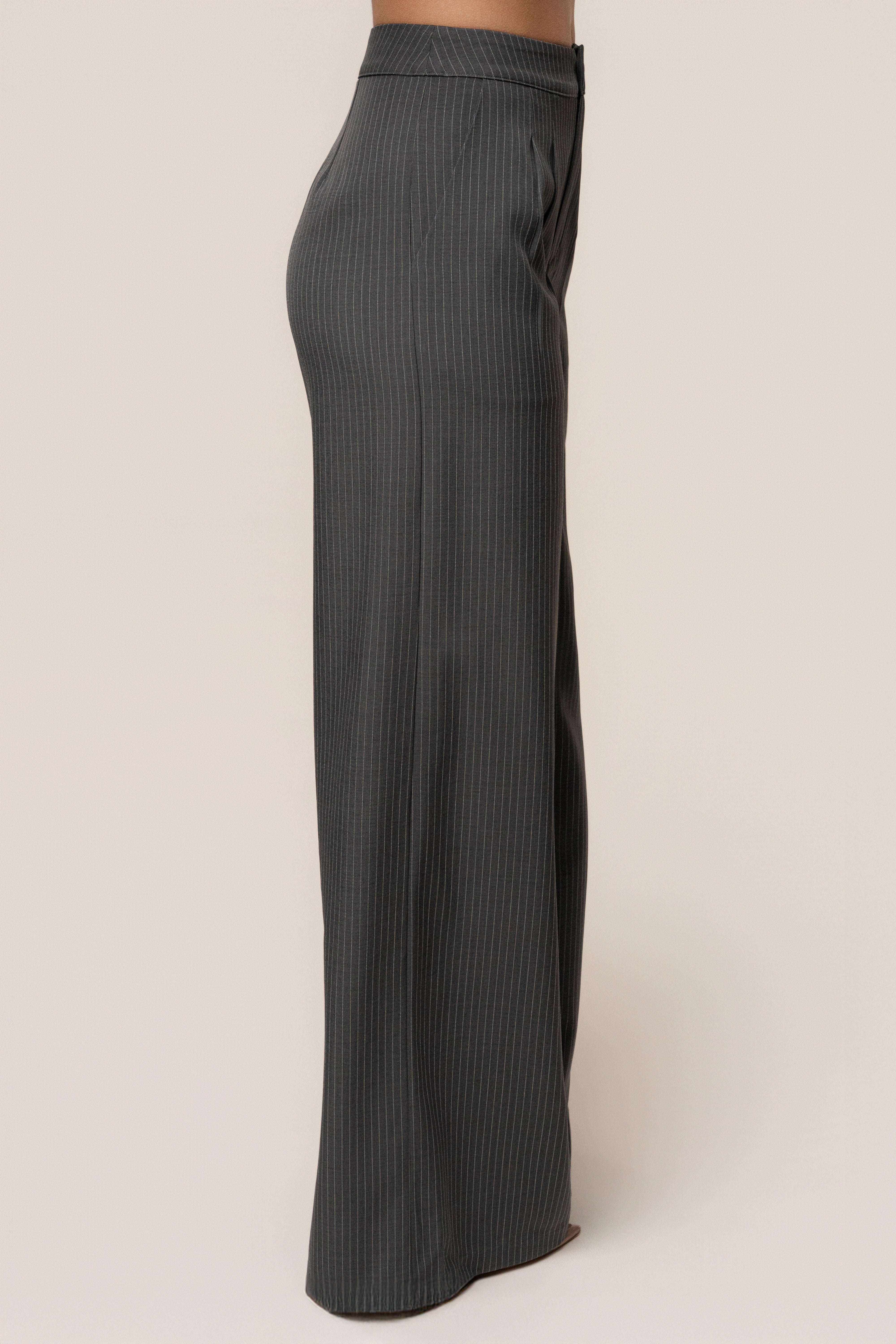 Grey Relaxed Pinstripe Pant Set - JLUXLABEL