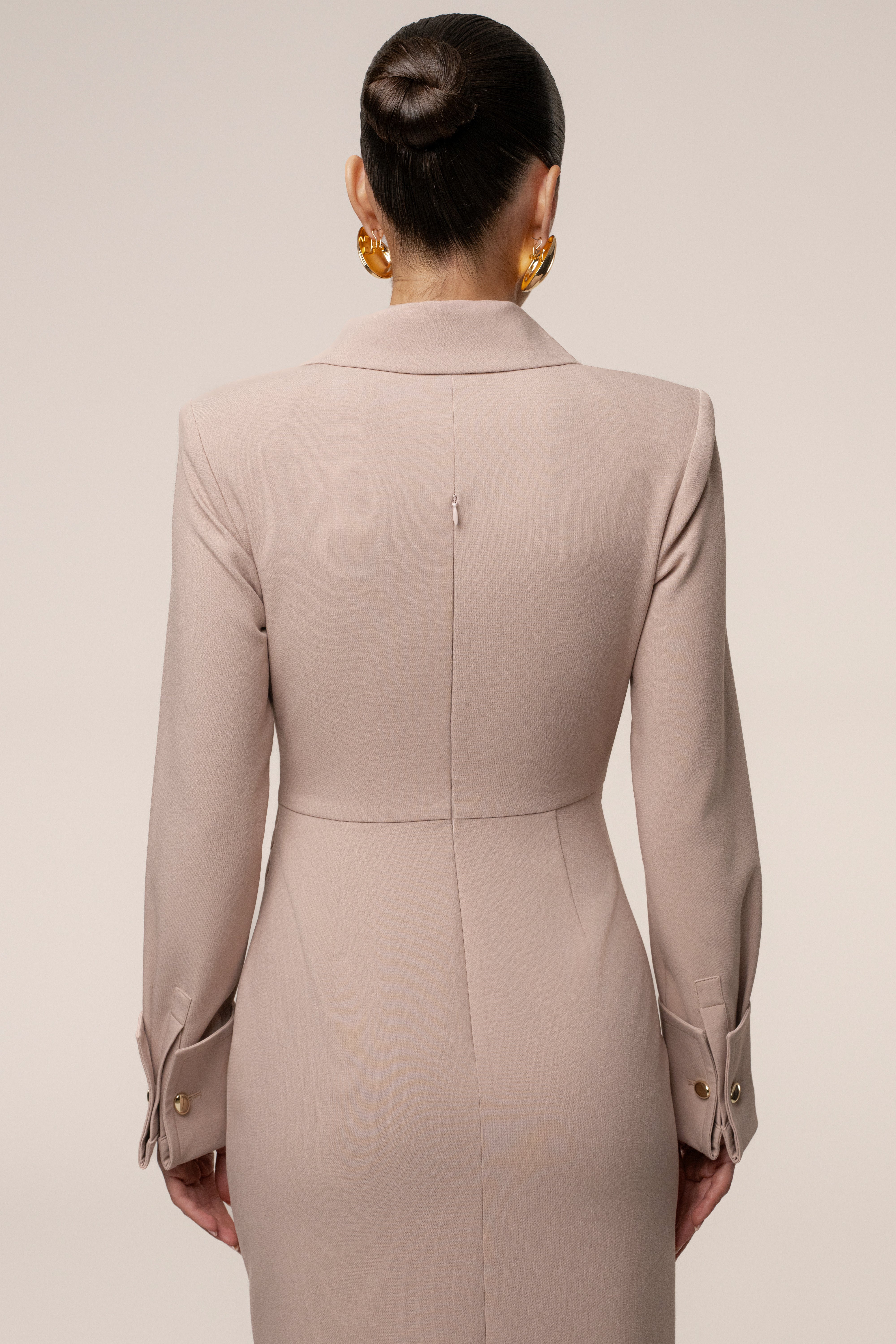 Taupe Manifest Blazer Midi Dress - JLUXLABEL