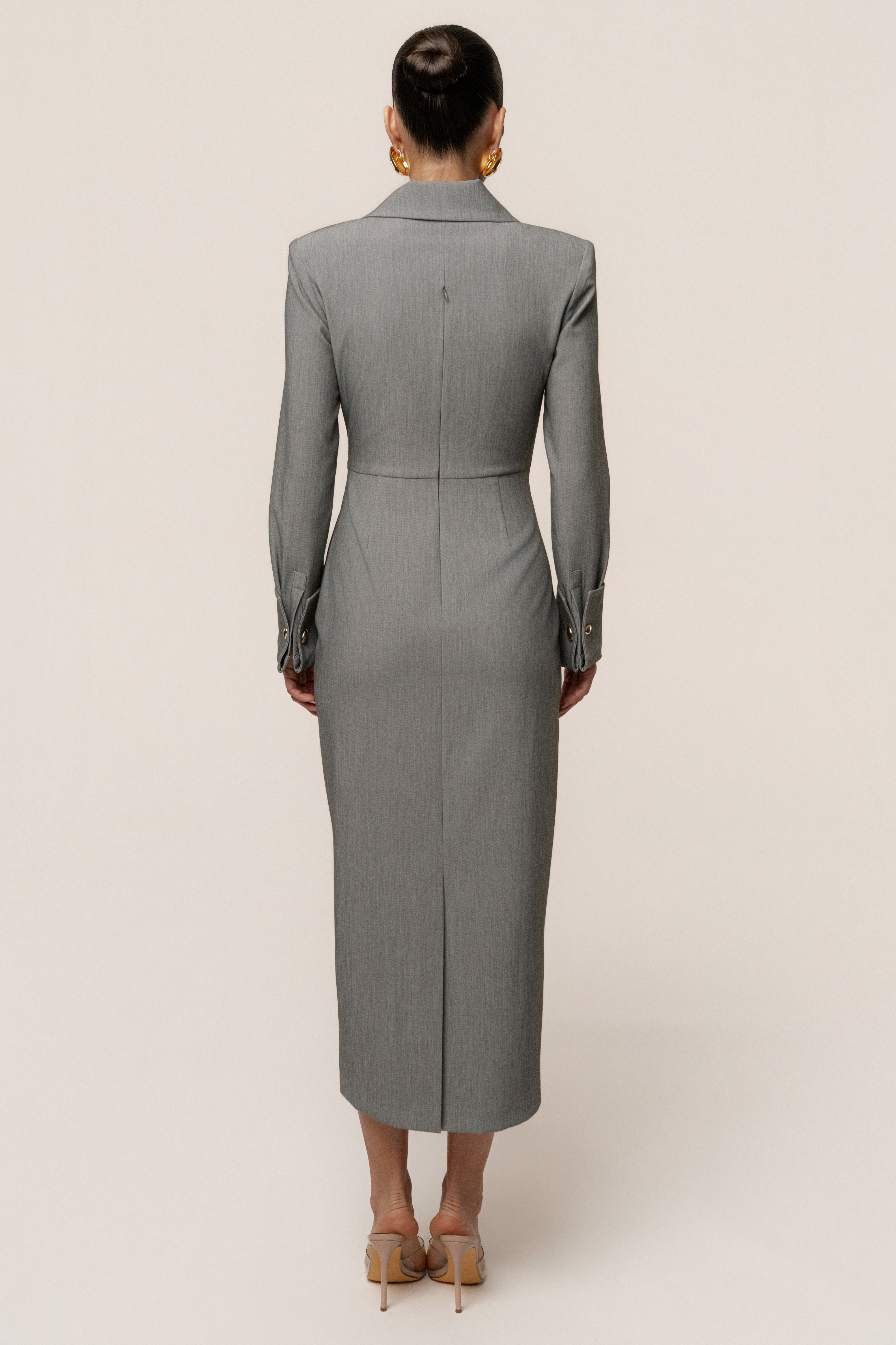 Grey Manifest Blazer Midi Dress - JLUXLABEL