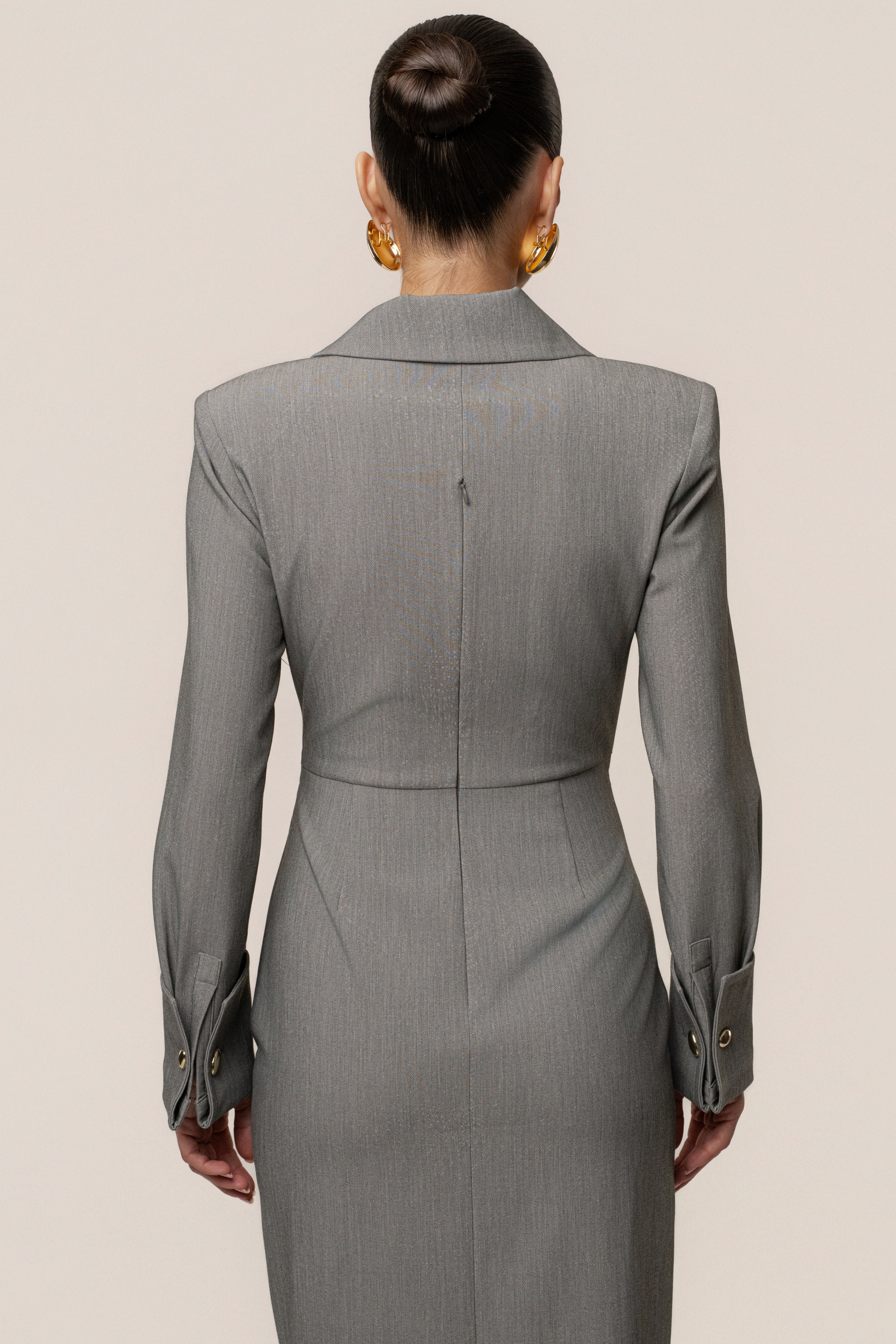 Grey Manifest Blazer Midi Dress - JLUXLABEL