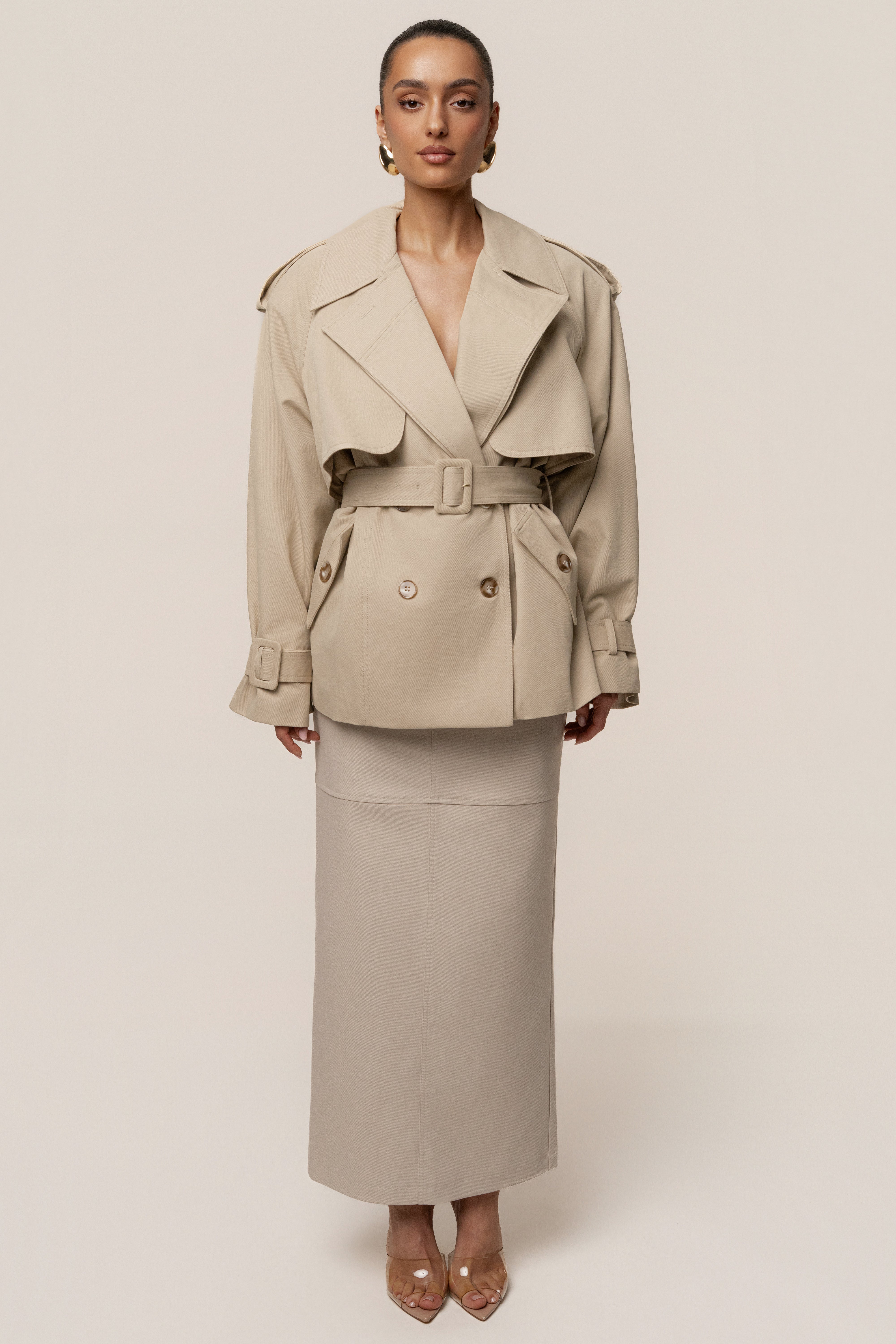 Khaki Classic Oversized Trench - JLUXLABEL