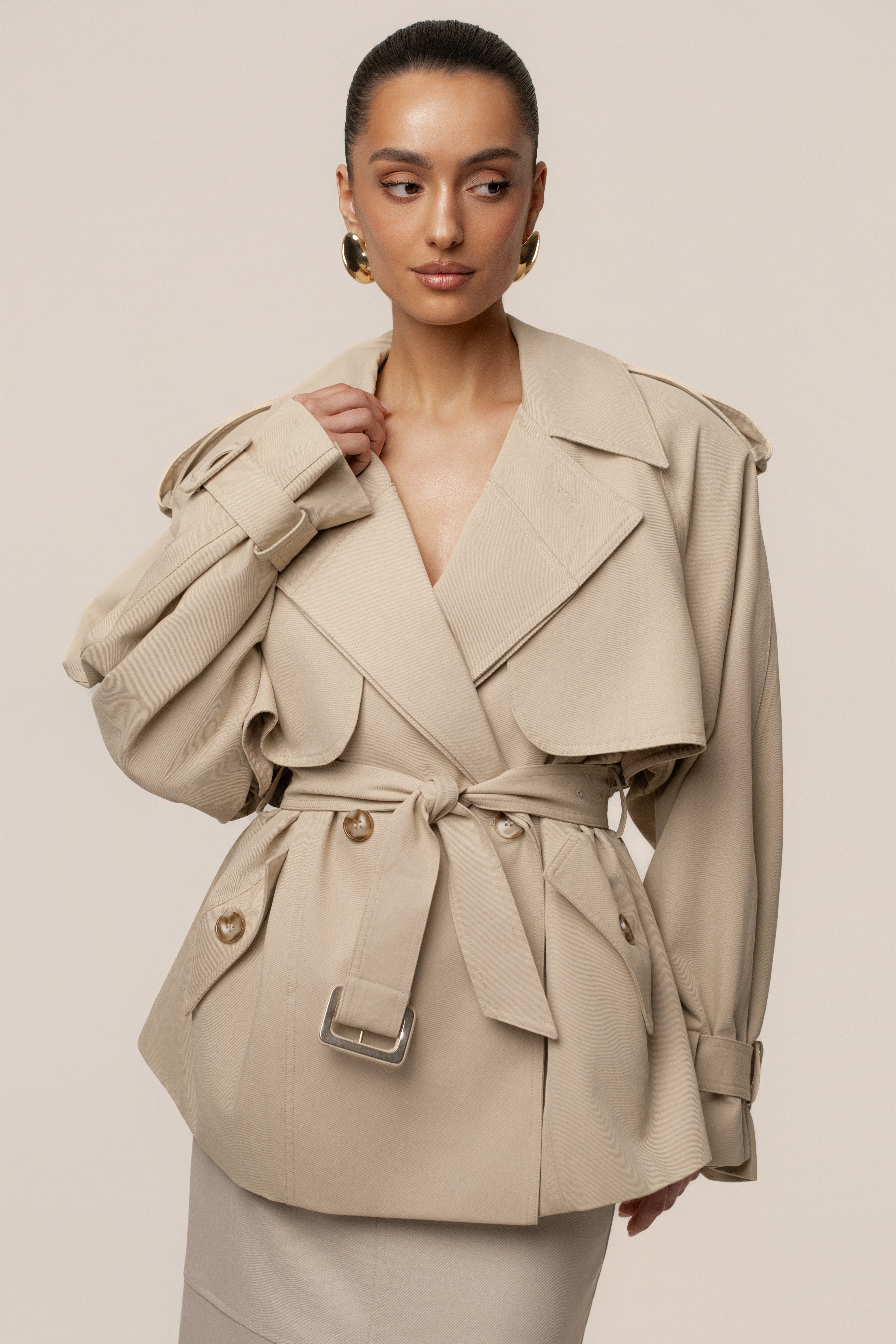 Khaki Classic Oversized Trench - JLUXLABEL