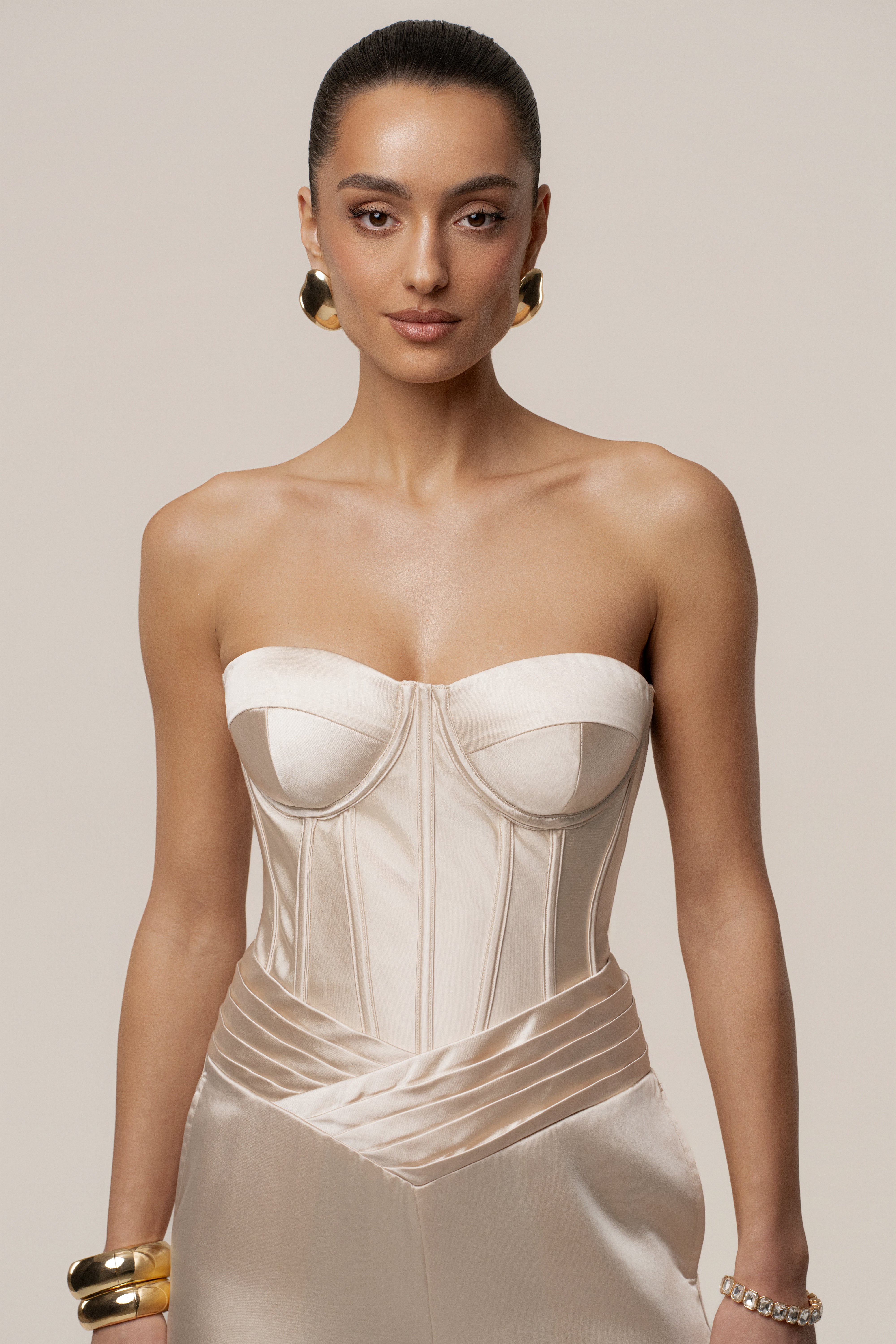 Champagne Adore Me Satin Corset - JLUXLABEL