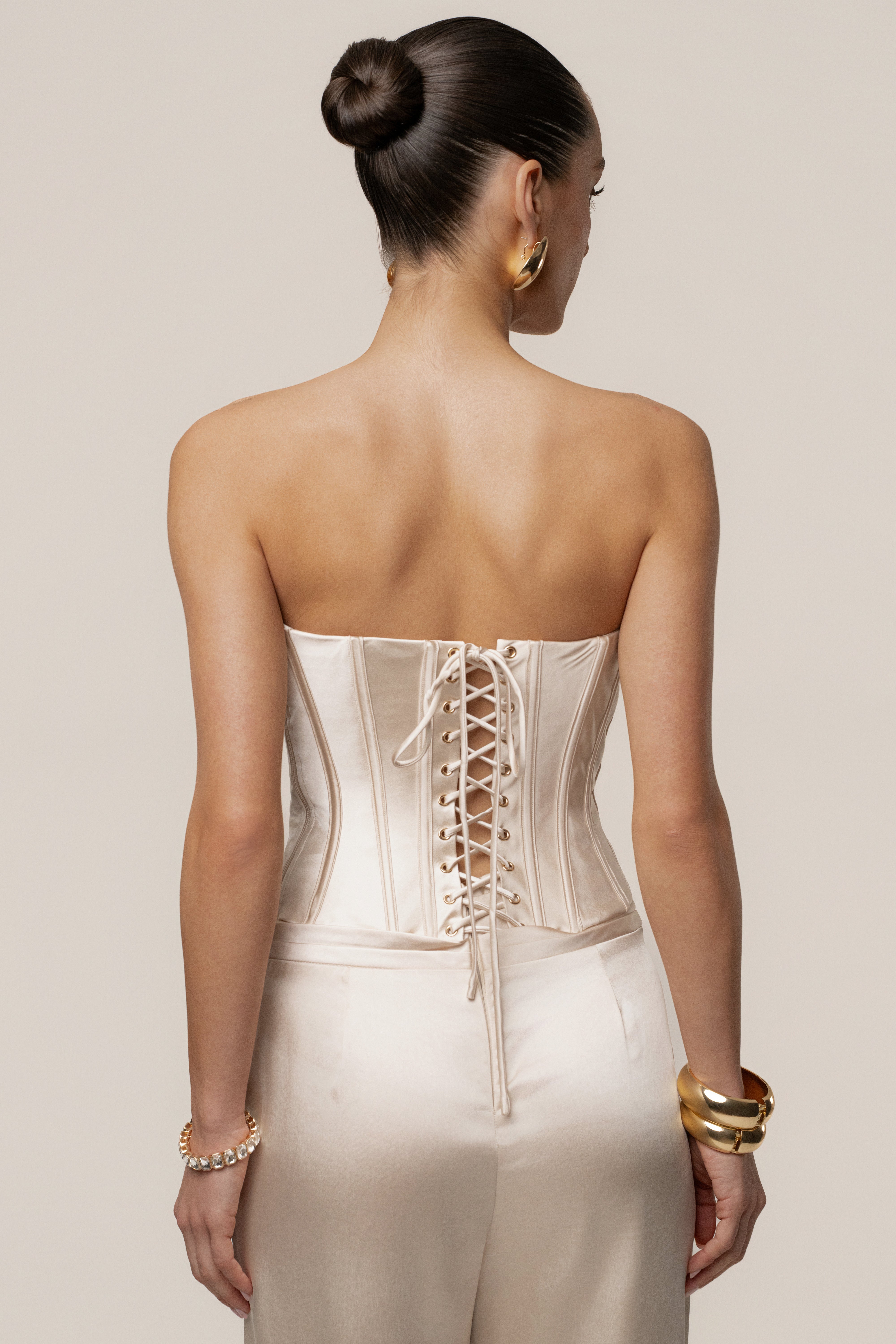 Champagne Adore Me Satin Corset - JLUXLABEL