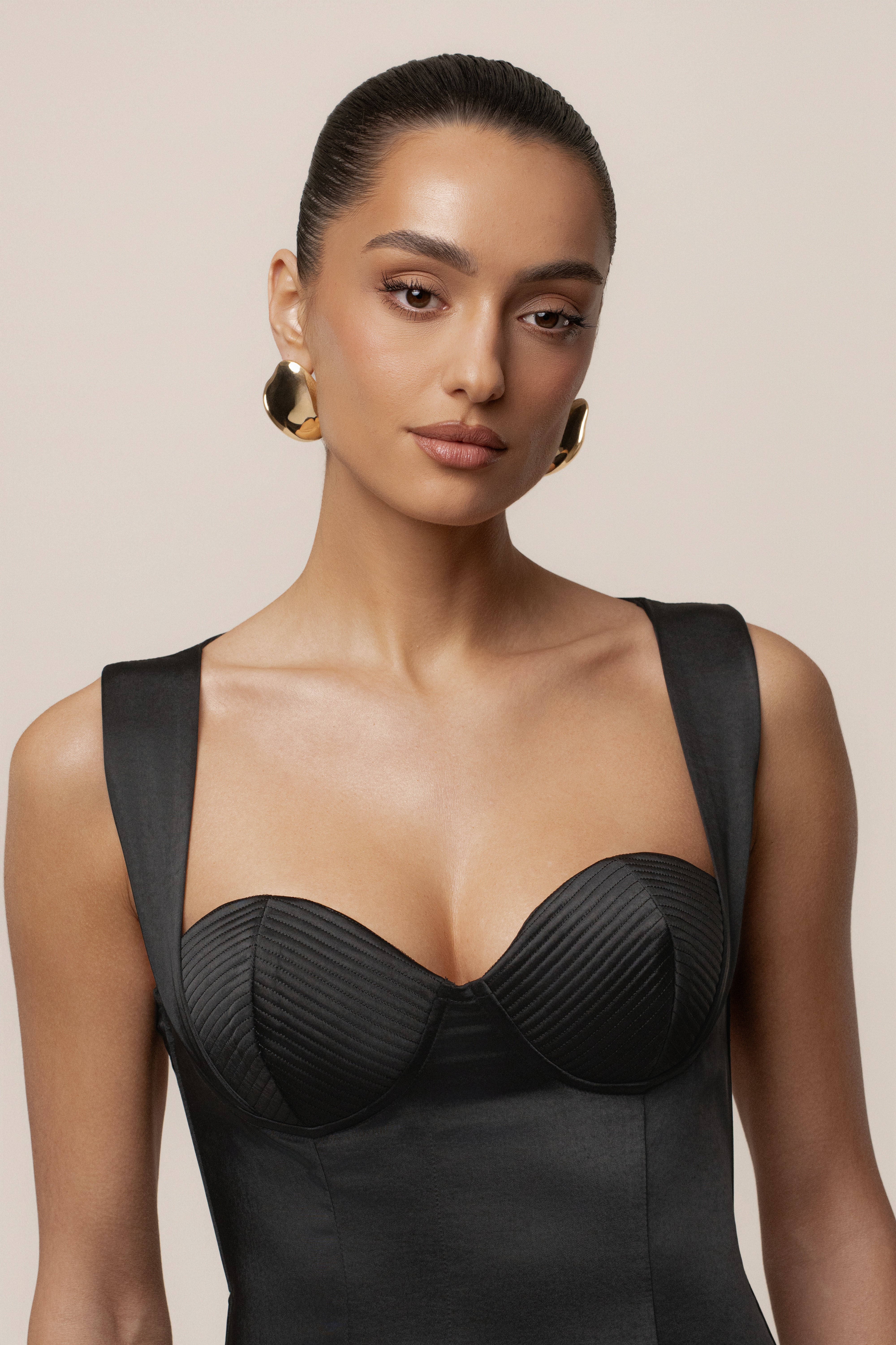 Black Amour Satin Maxi Dress - JLUXLABEL