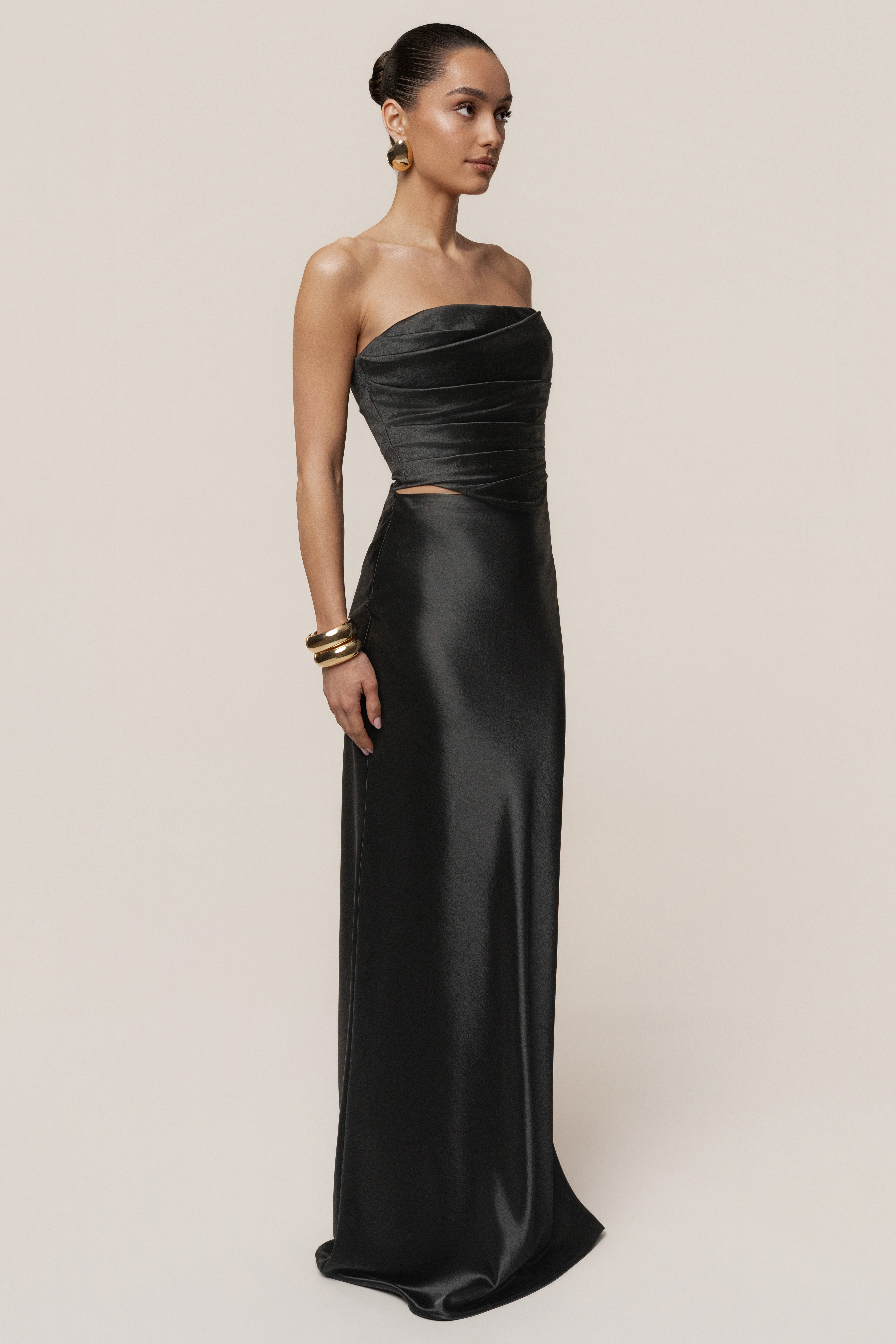 Black Sparkling Hour Satin Corset - JLUXLABEL