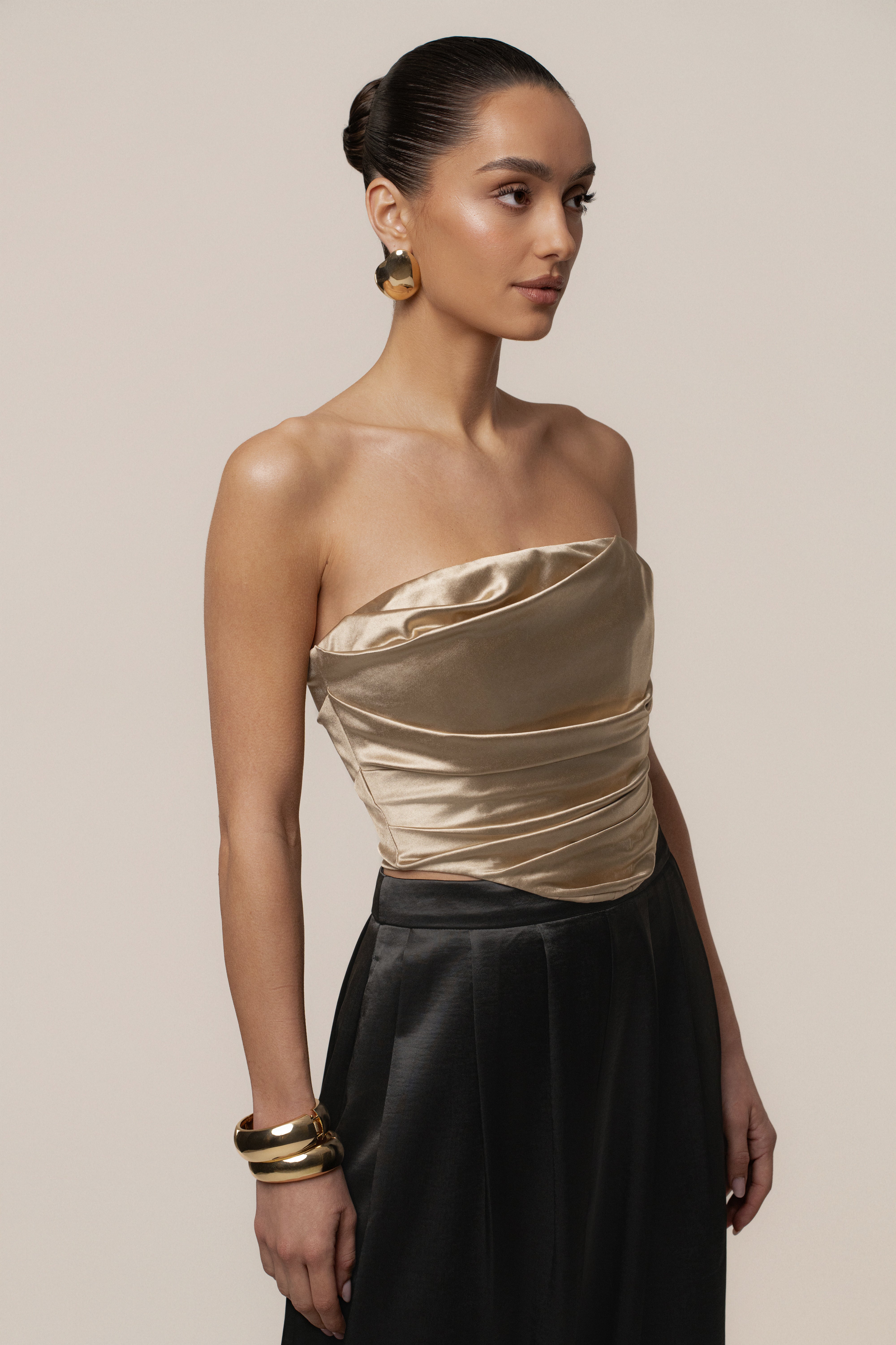 Gold Sparkling Hour Satin Corset - JLUXLABEL