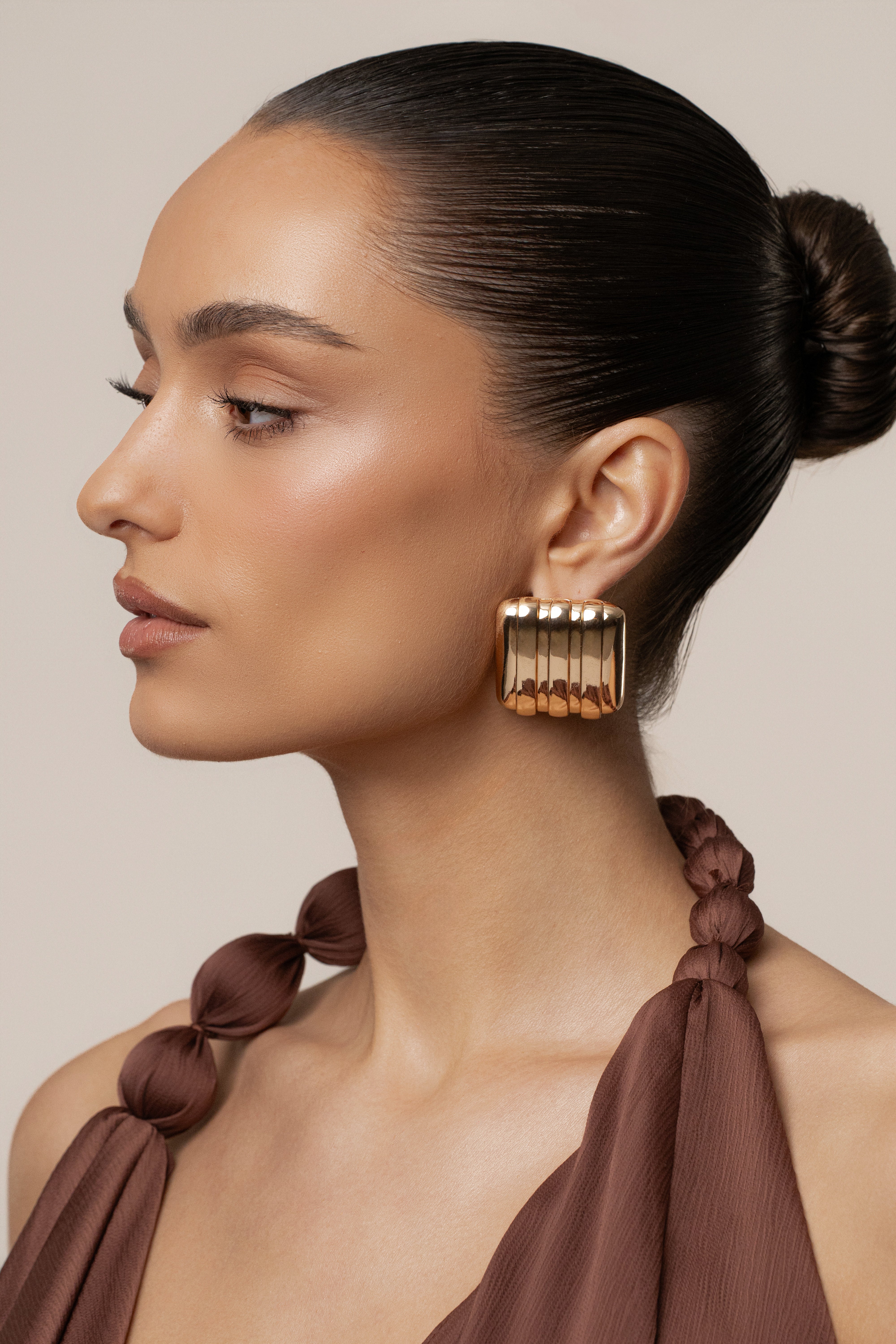 Gold  Sara Textured Earrings