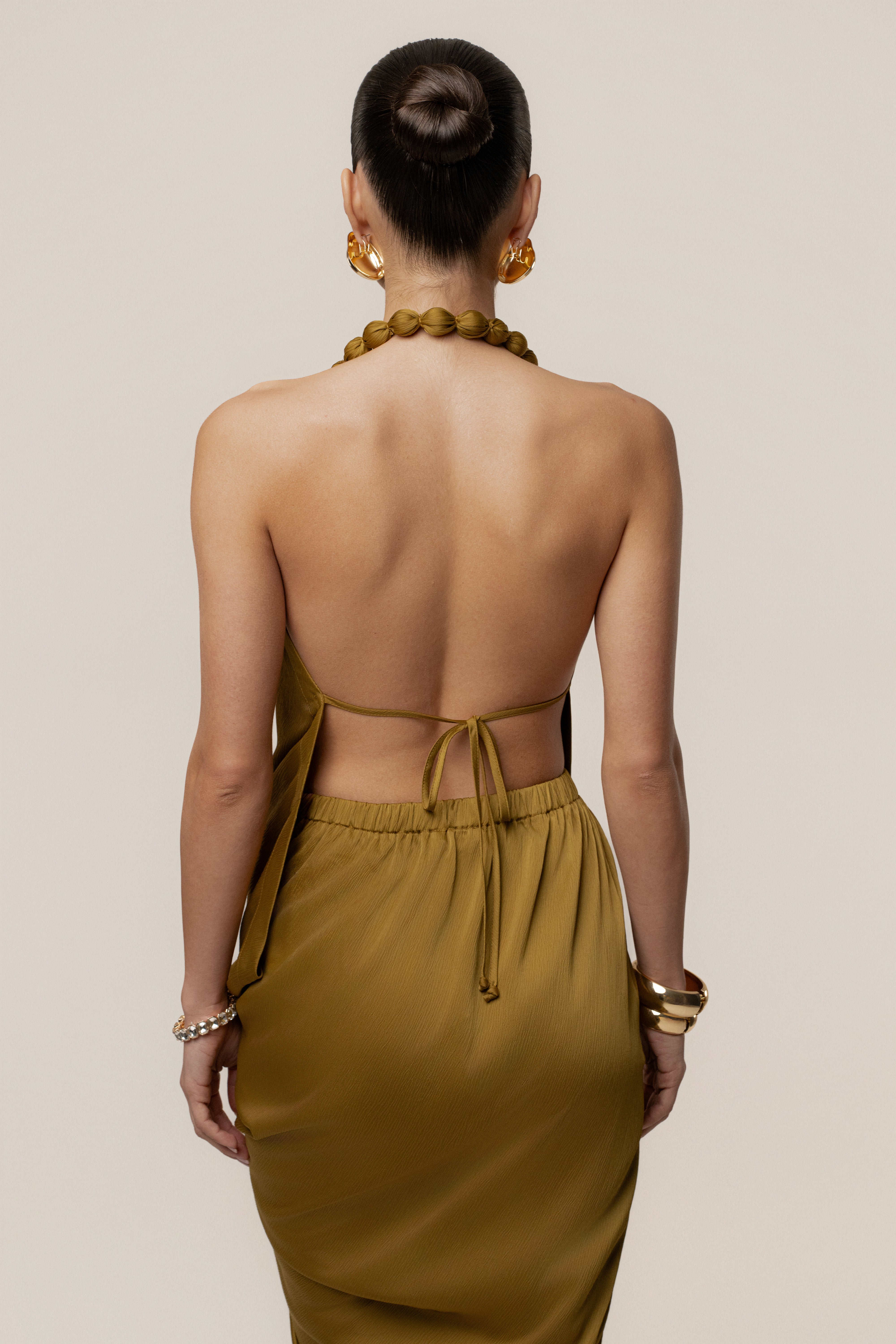 Lime Dolce Drape Dress - JLUXLABEL