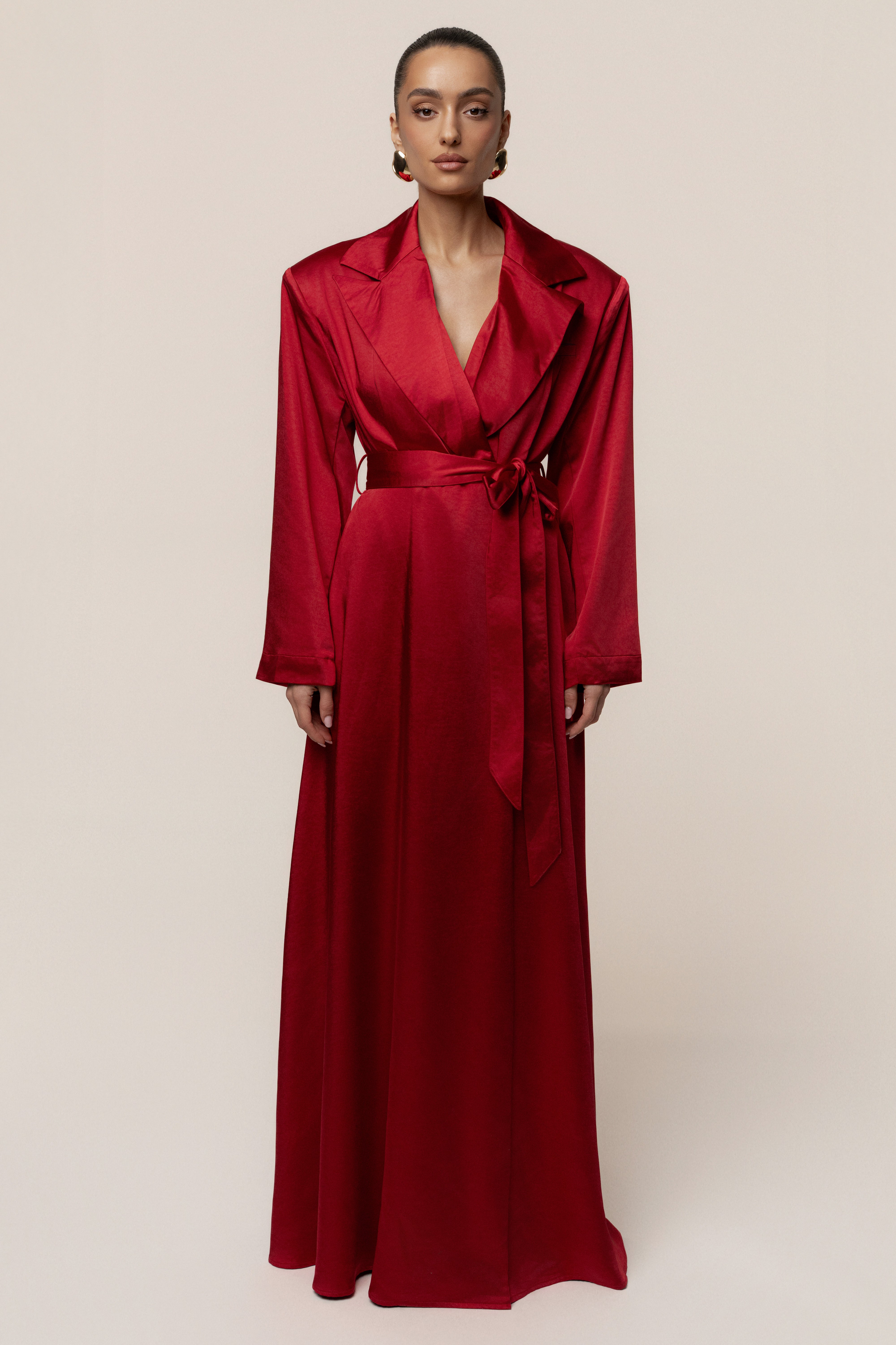 Burgundy Satin Embrace Maxi Dress