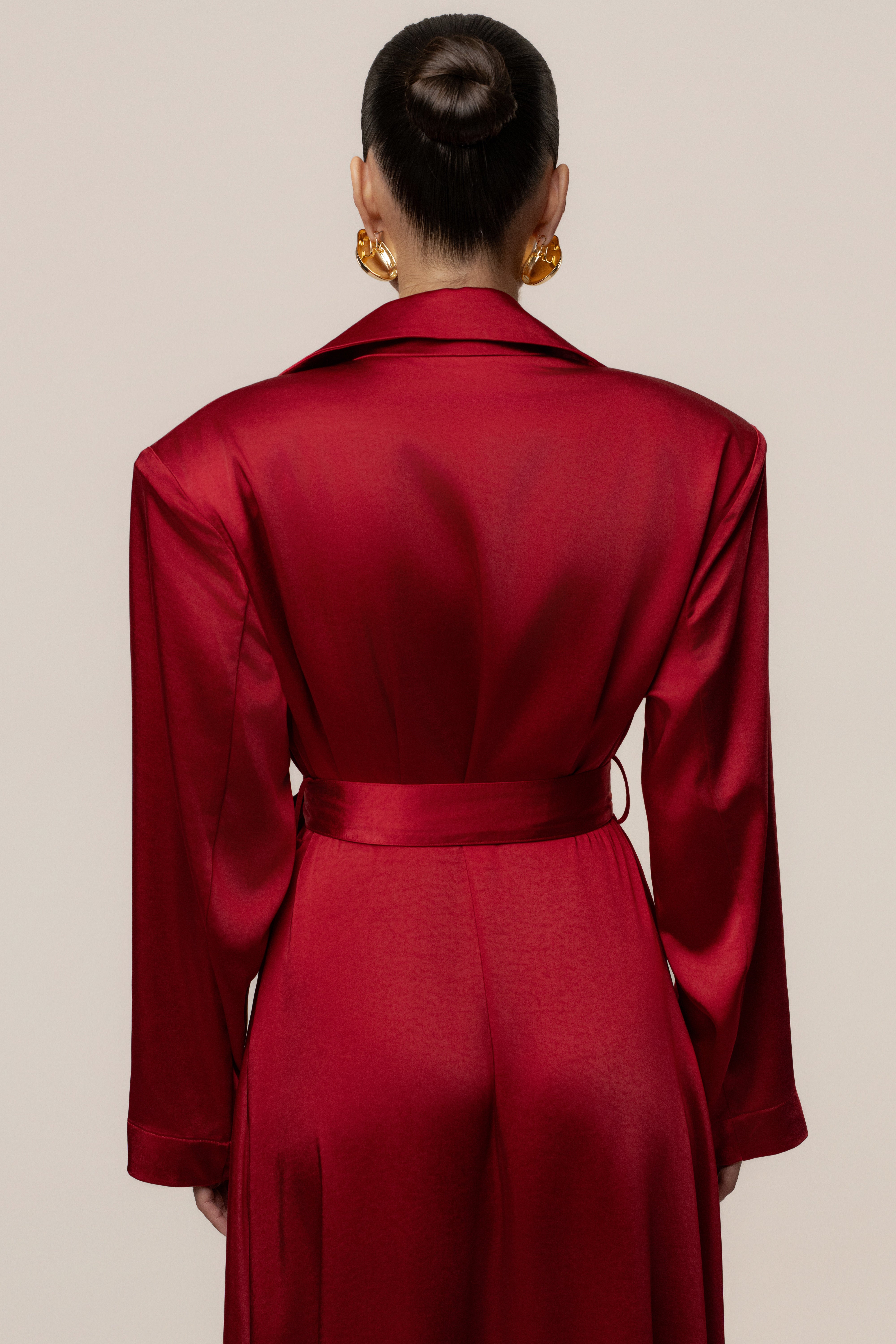 Burgundy Satin Embrace Maxi Dress