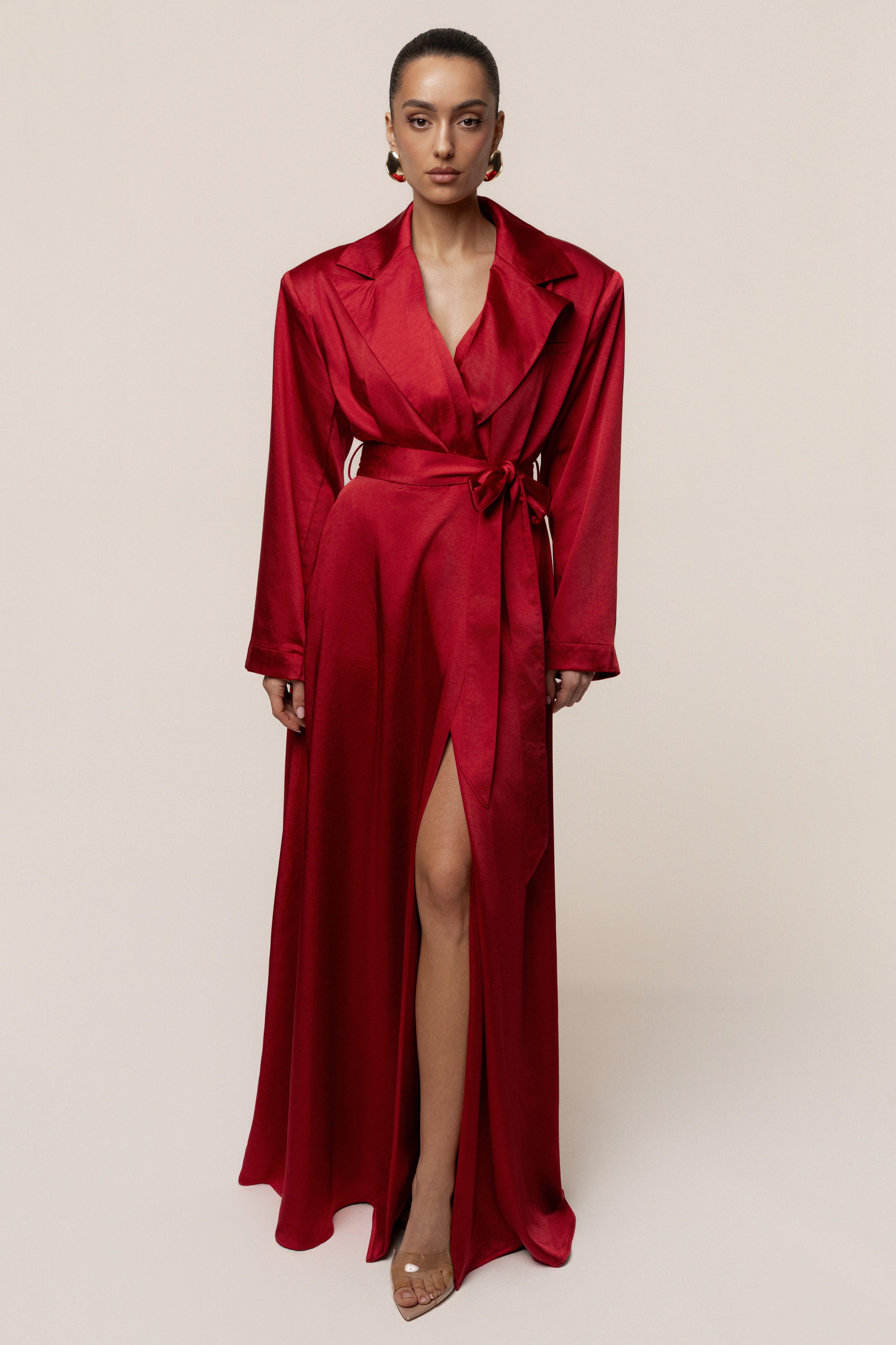 Burgundy Satin Embrace Maxi Dress - JLUXLABEL
