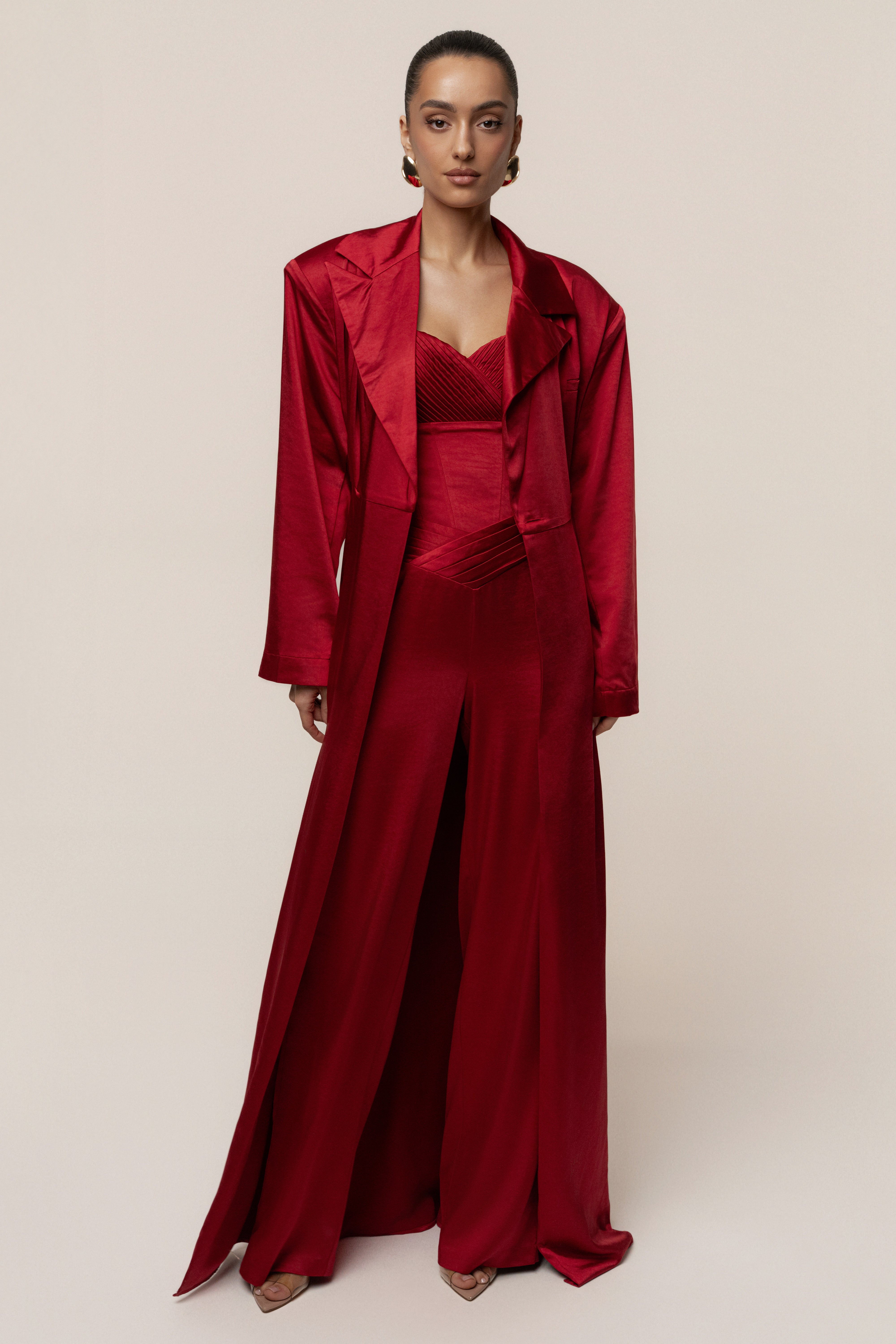 Burgundy Satin Embrace Maxi Dress