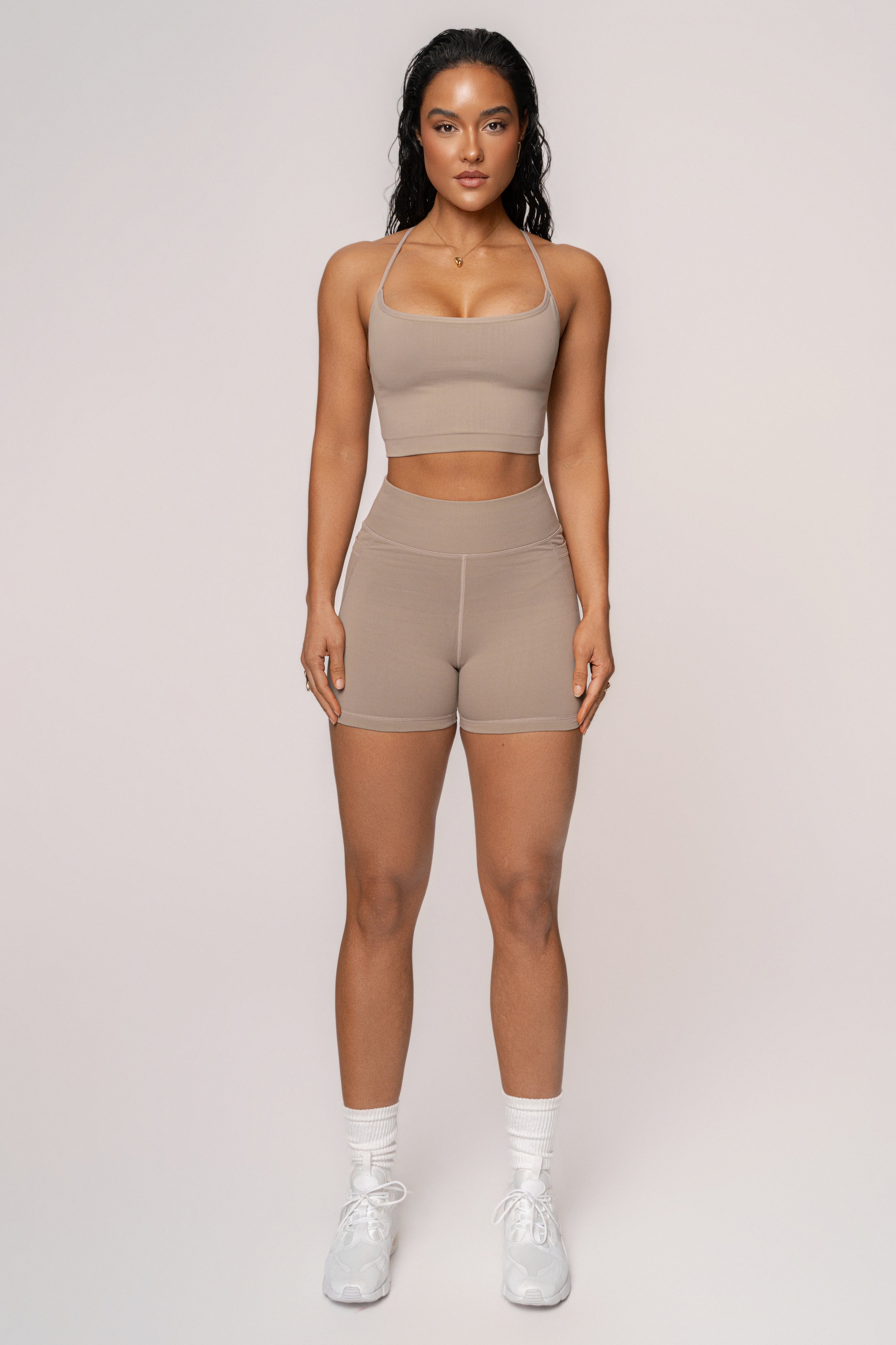 Beige On The Move Biker Short - JLUXLABEL