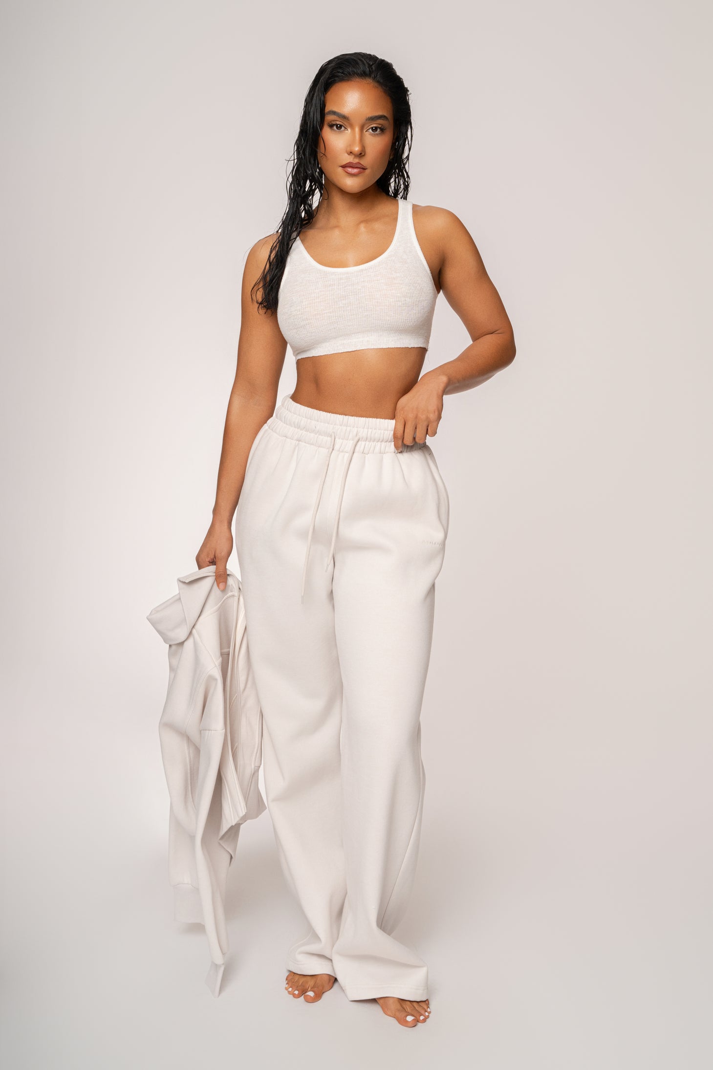 Bone JLUXLABEL Logo Fleece Pants - JLUXLABEL