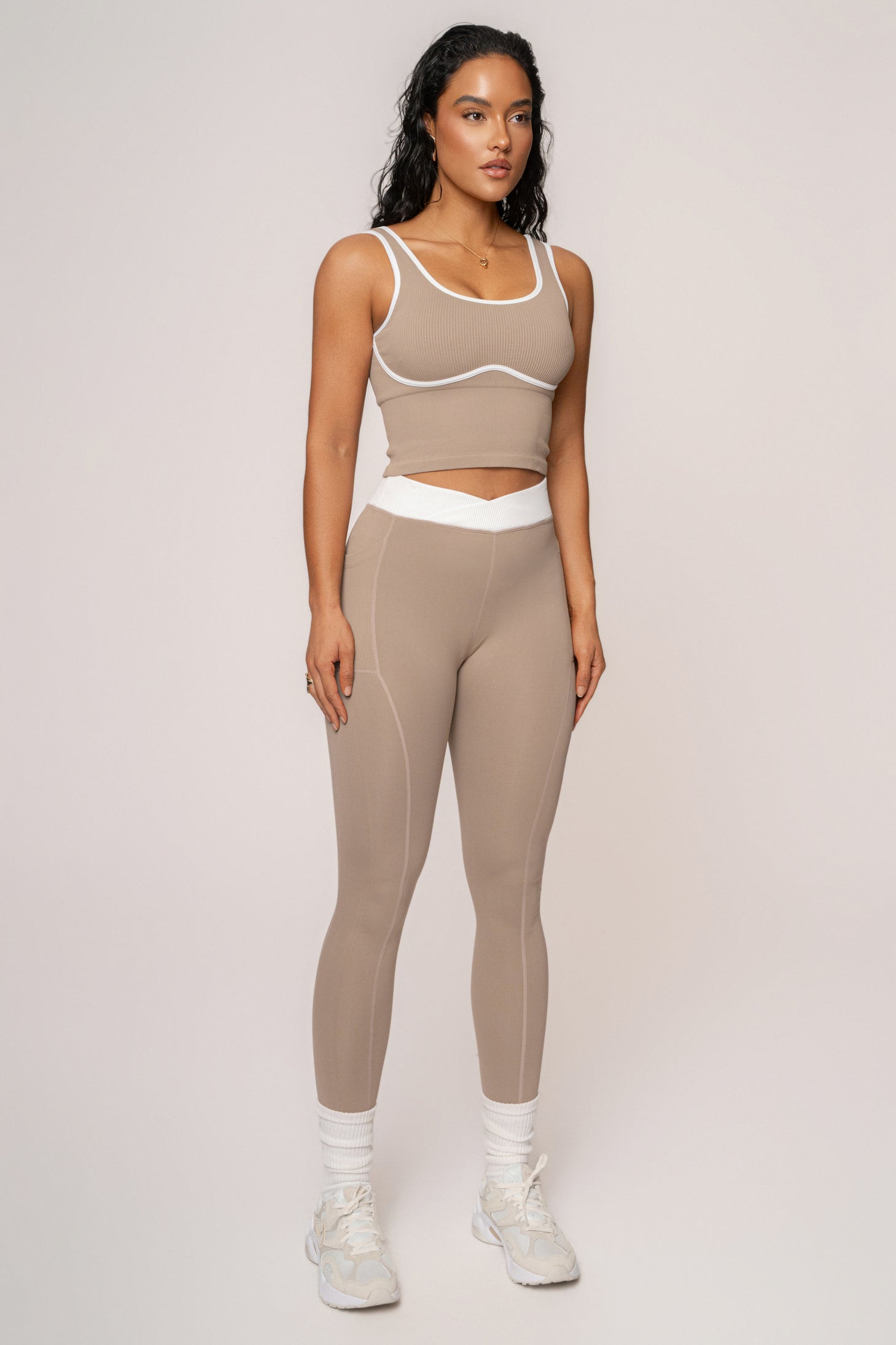 Beige/White Limitless Performance Top - JLUXLABEL