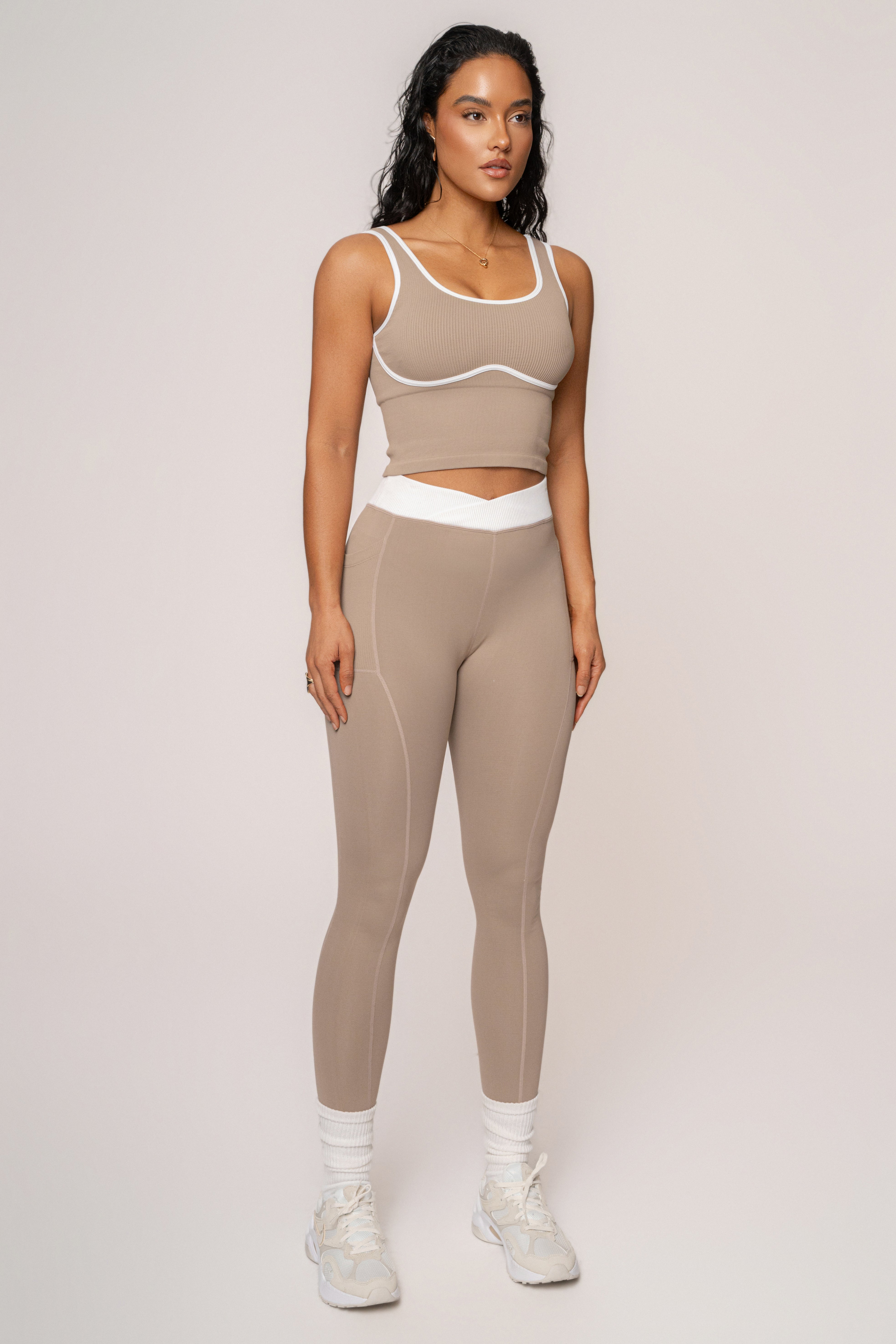 Beige/White Limitless Performance Top - JLUXLABEL